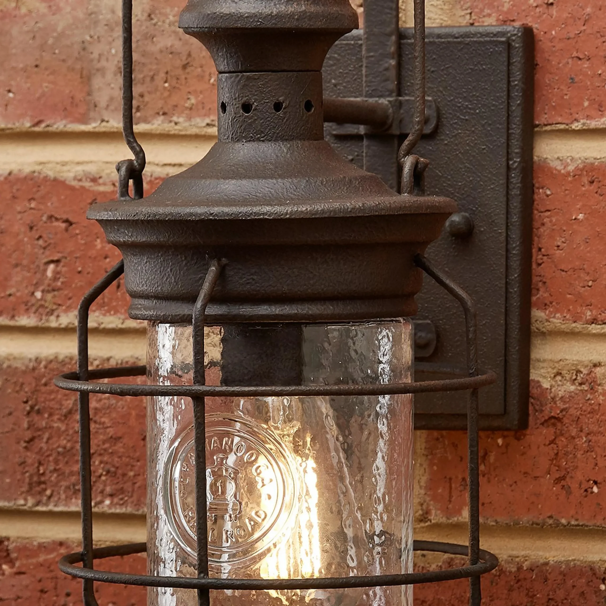 Historic Rusted Lantern Outdoor Sconce - Small
