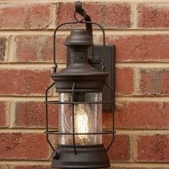 Historic Rusted Lantern Outdoor Sconce - Small