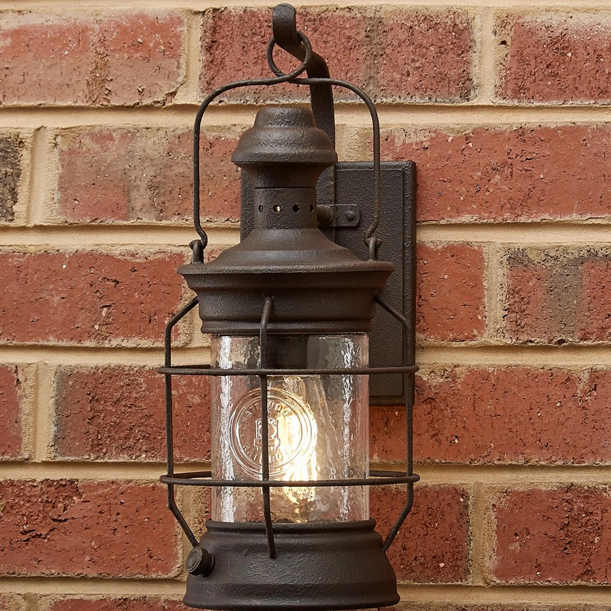 Historic Rusted Lantern Outdoor Sconce - Small