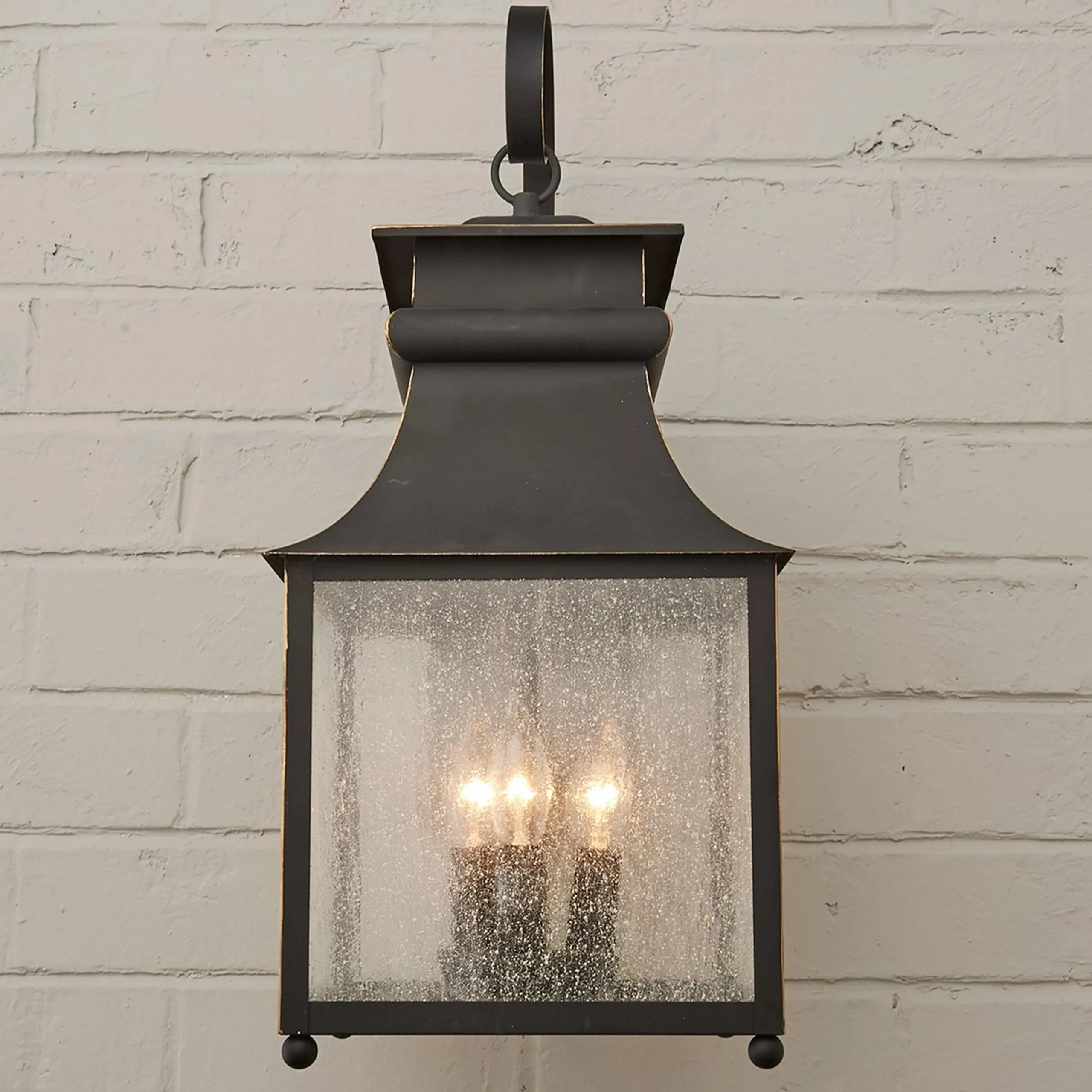 Homesteader Seeded Glass Outdoor Sconce - 3 Light