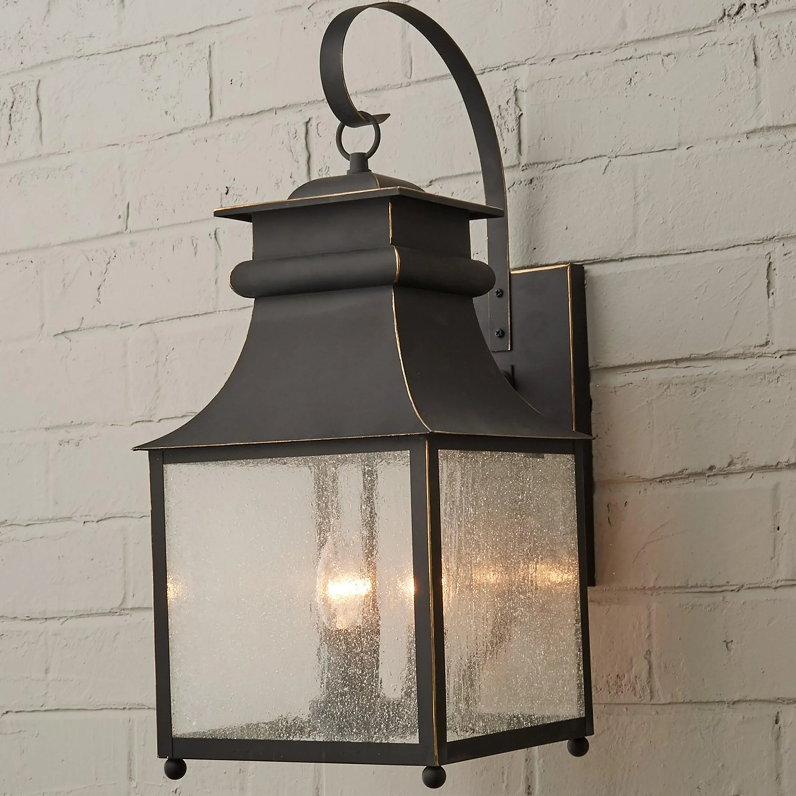 Homesteader Seeded Glass Outdoor Sconce - 3 Light