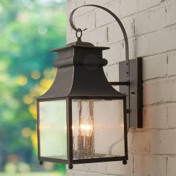 Homesteader Seeded Glass Outdoor Sconce - 3 Light