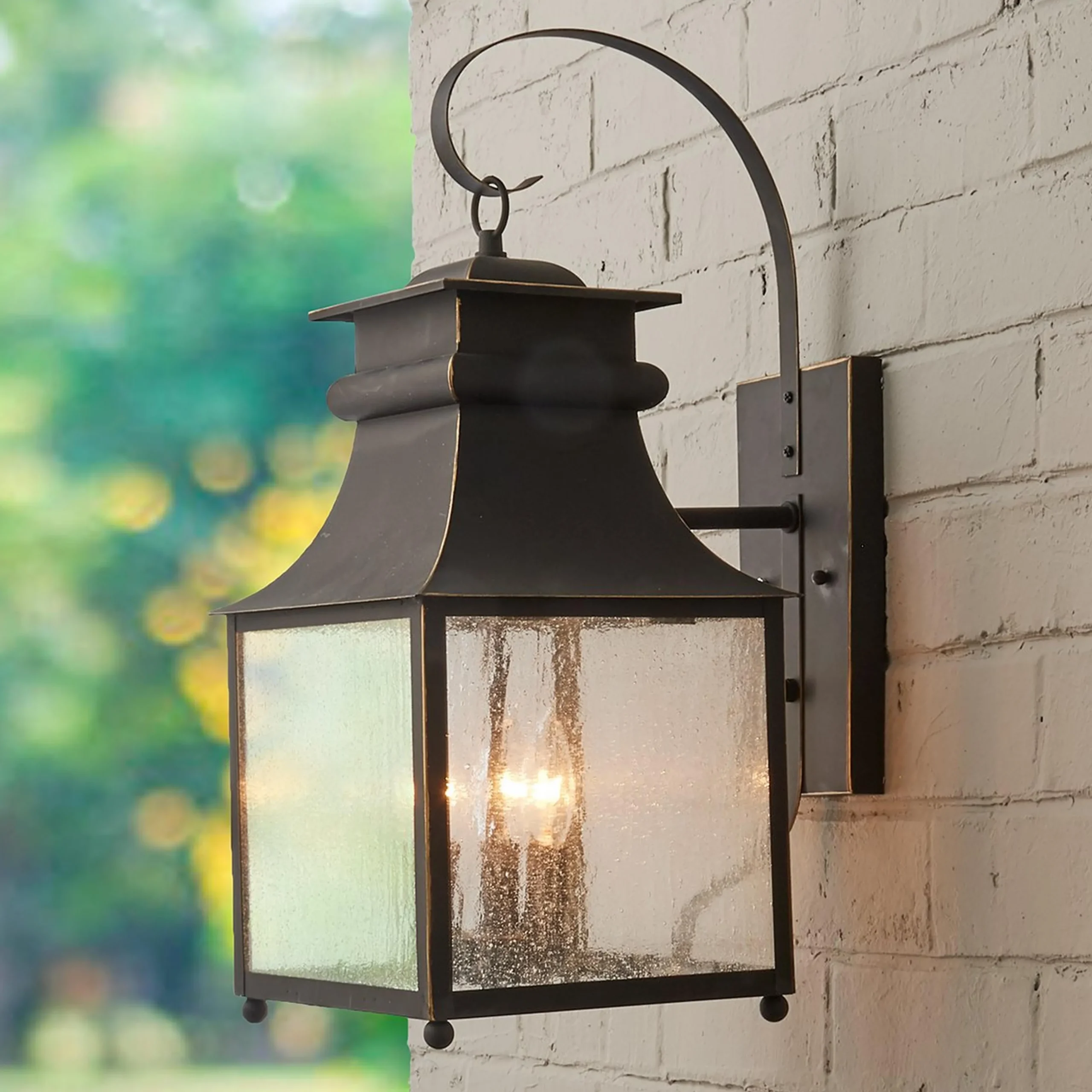 Homesteader Seeded Glass Outdoor Sconce - 3 Light