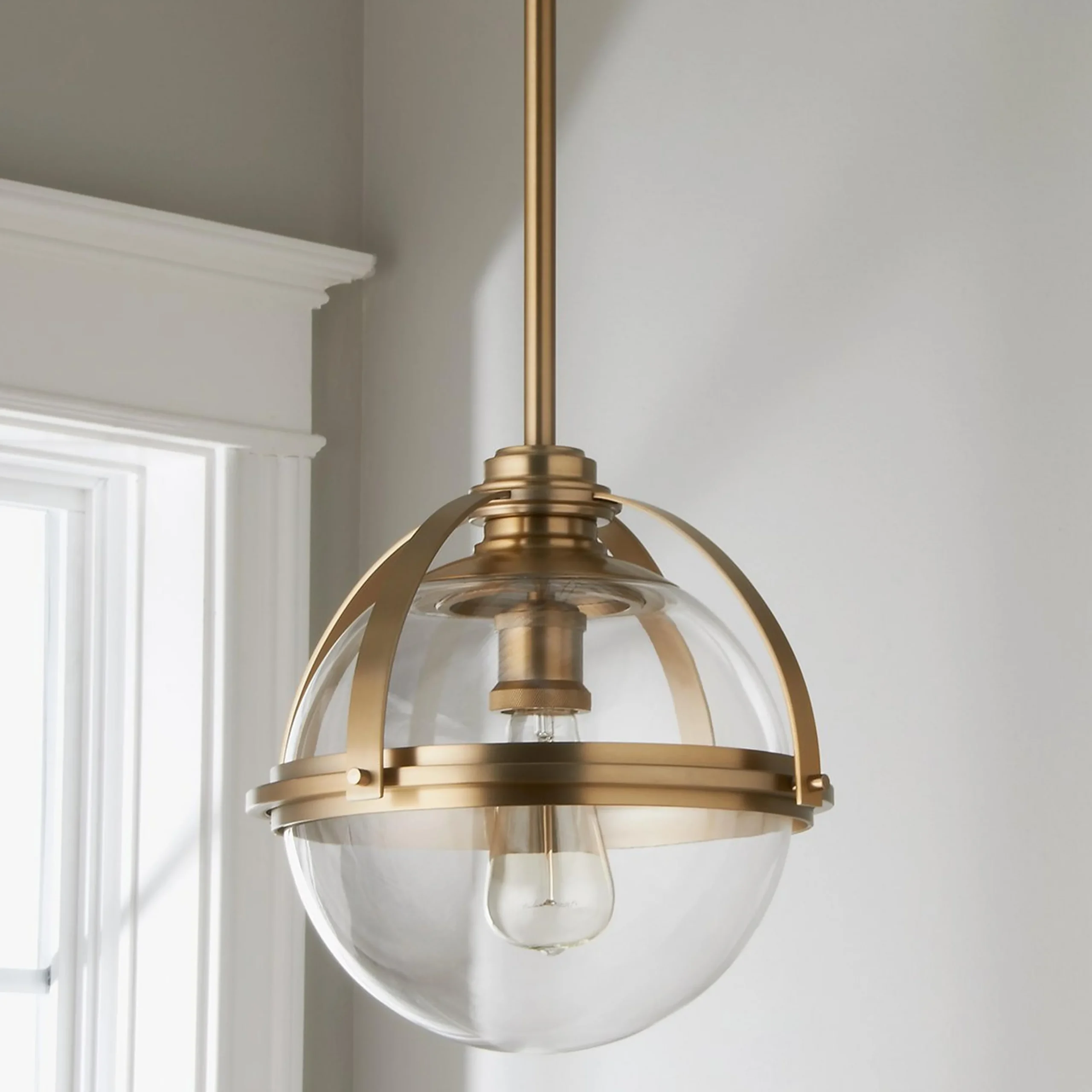 Industrial Banded Globe Pendant - Small