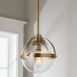 Industrial Banded Globe Pendant - Small