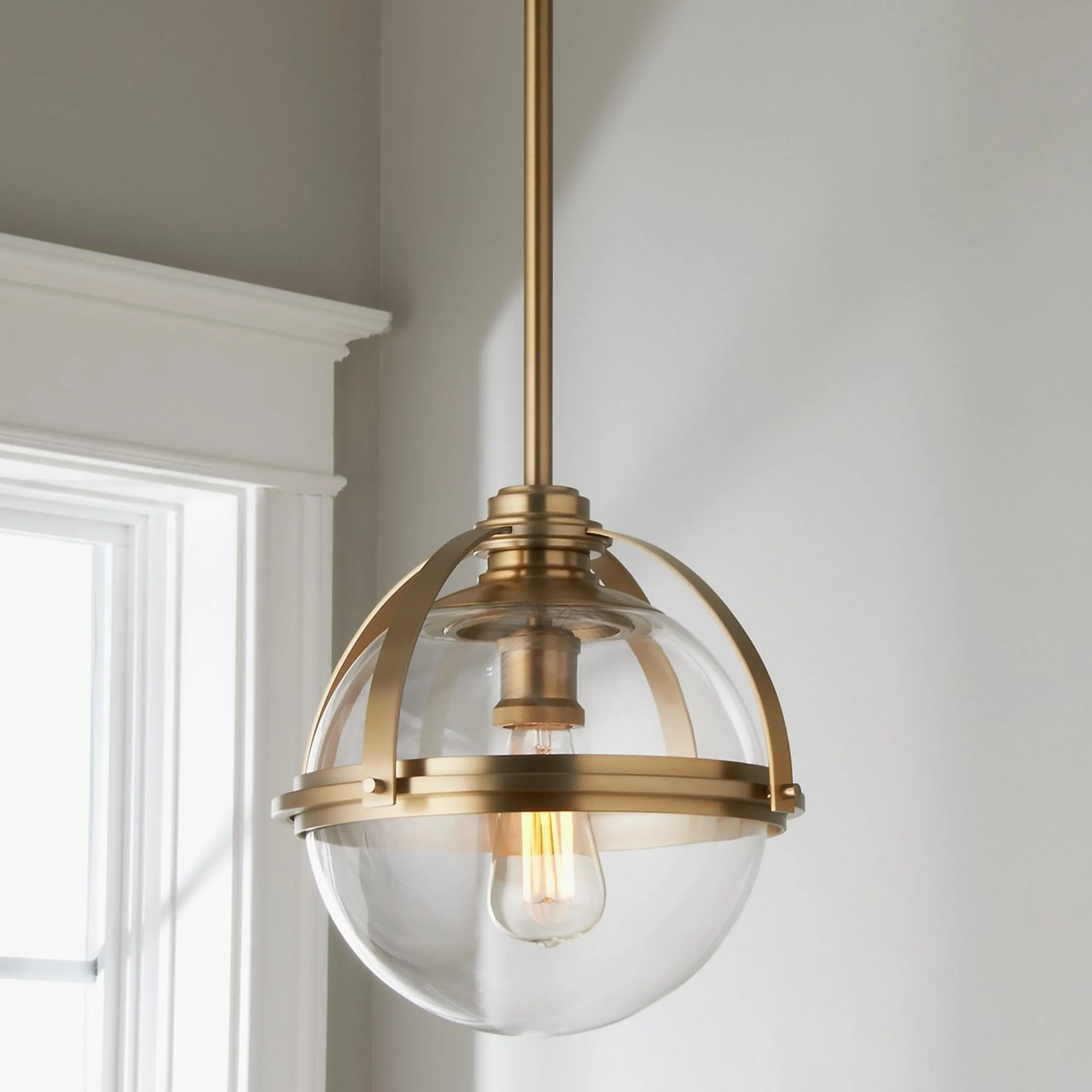 Industrial Banded Globe Pendant - Small