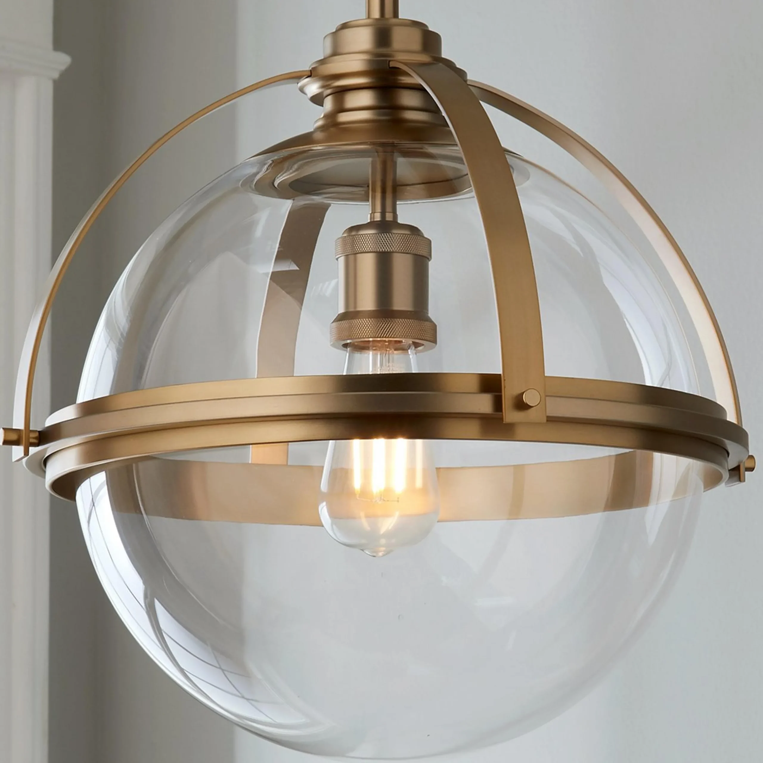 Industrial Banded Globe Pendant - Medium
