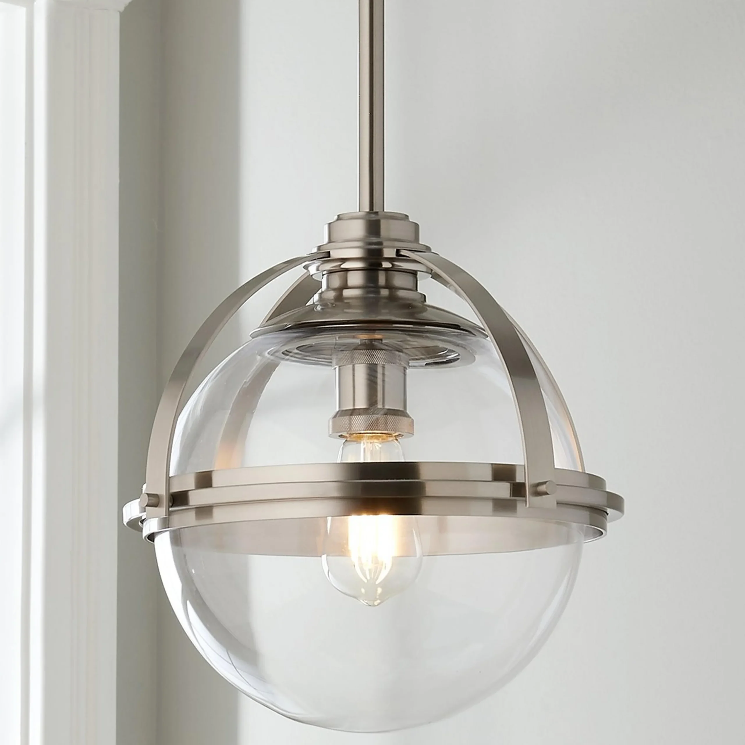 Industrial Banded Globe Pendant - Small