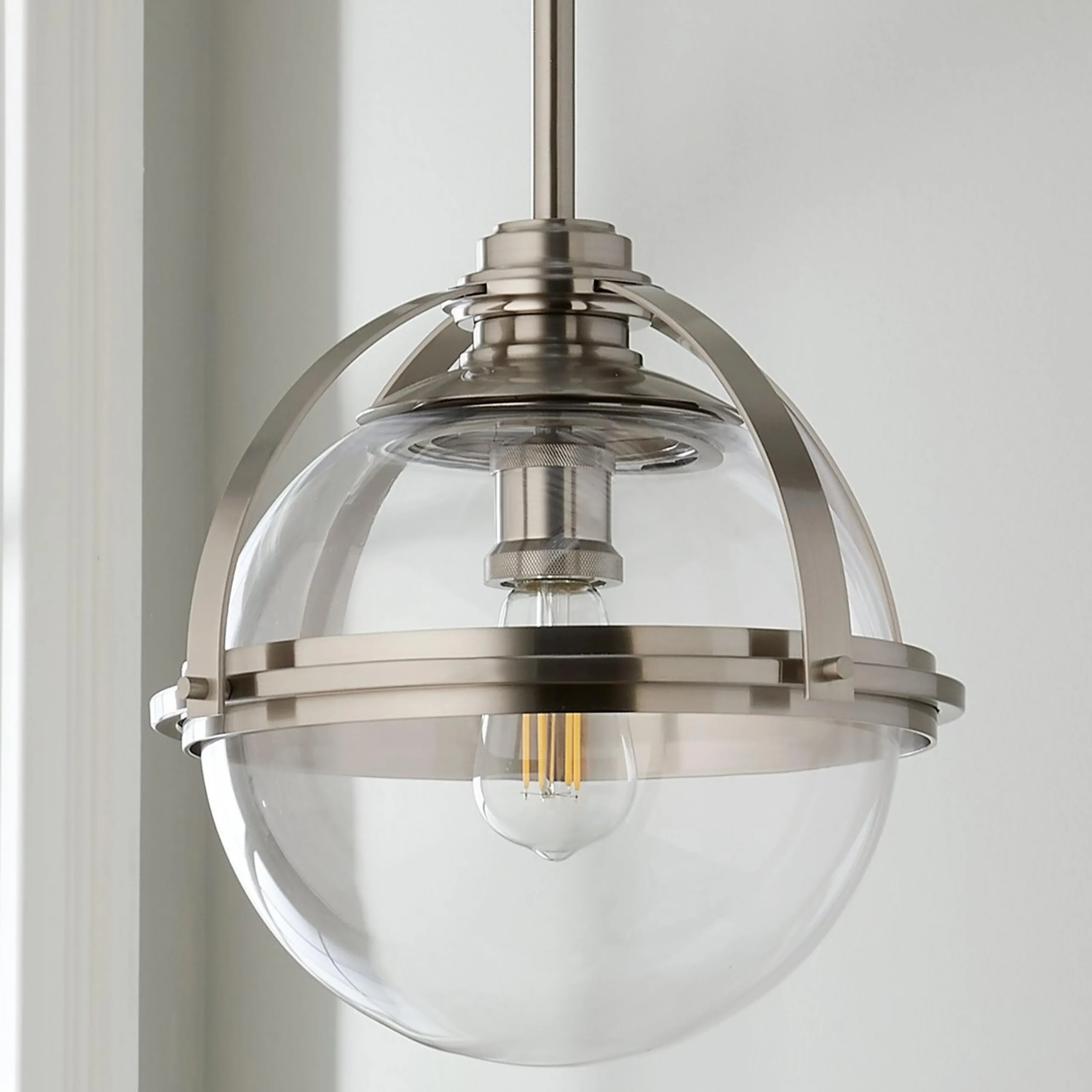 Industrial Banded Globe Pendant - Small