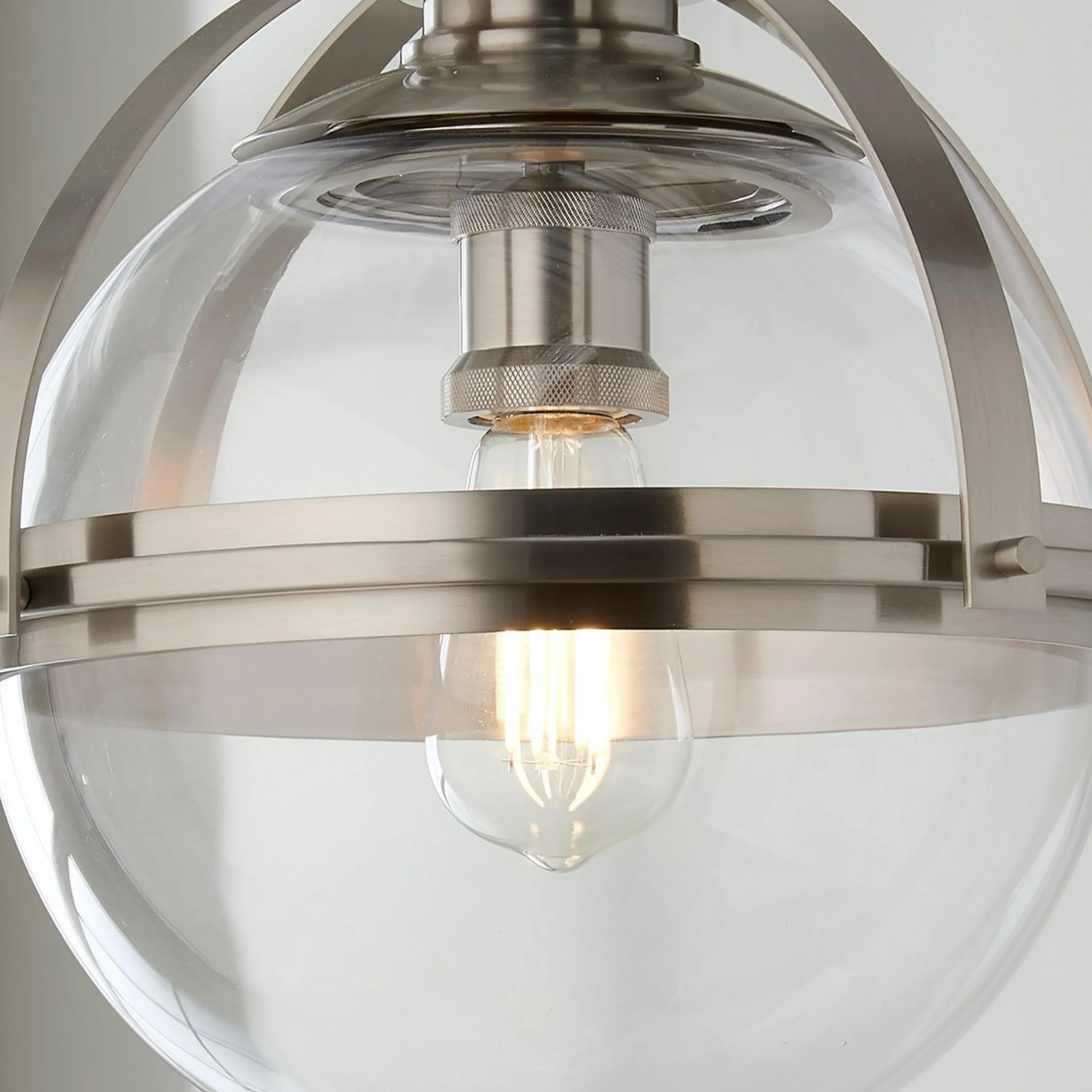 Industrial Banded Globe Pendant - Small