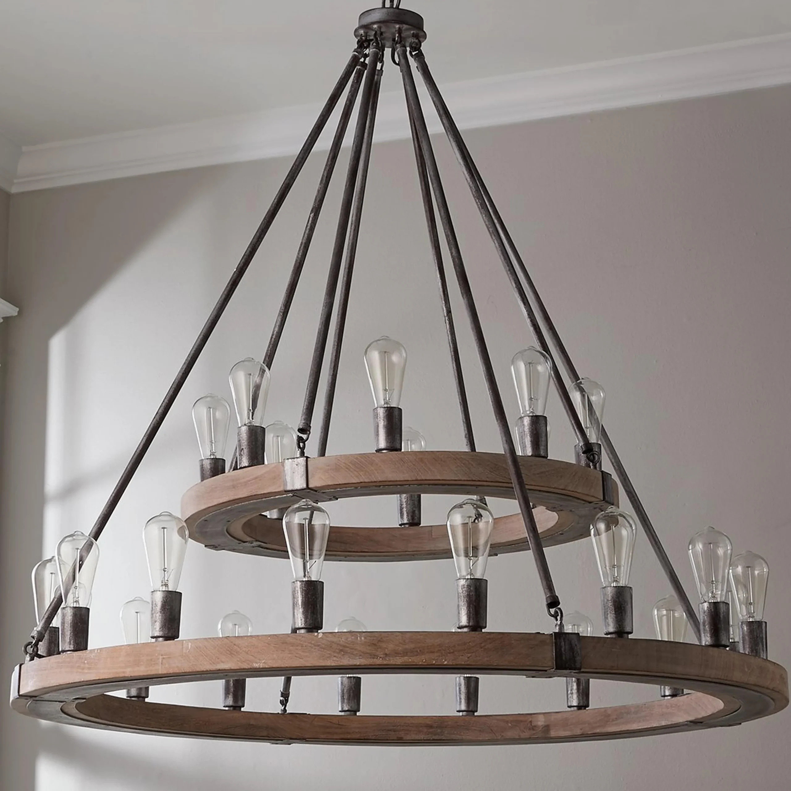 Industrial Farmhouse Ring Two-Tier Chandelier - 24 Light