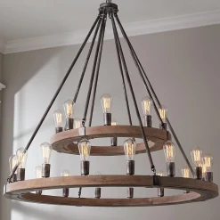Industrial Farmhouse Ring Two-Tier Chandelier - 24 Light