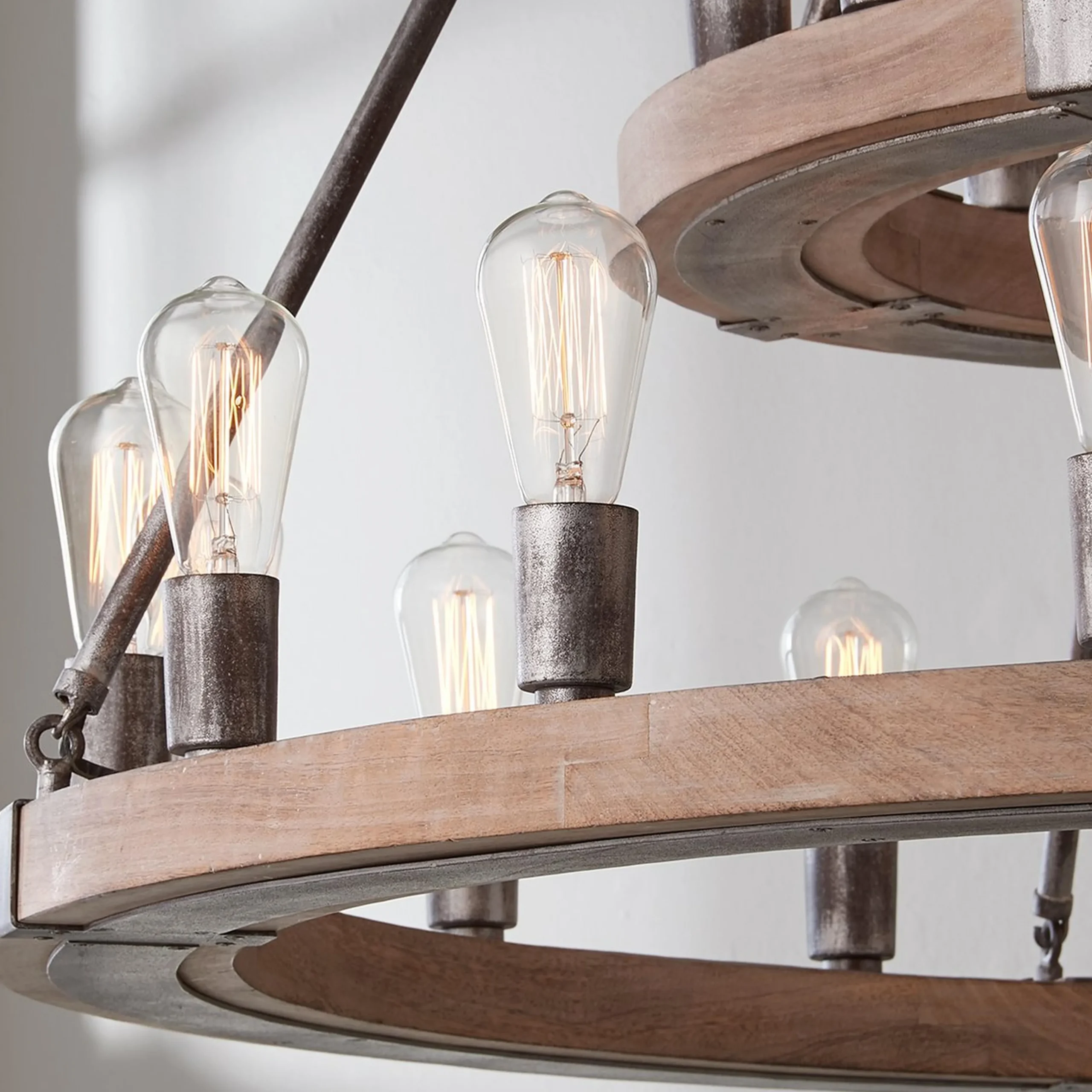 Industrial Farmhouse Ring Two-Tier Chandelier - 24 Light