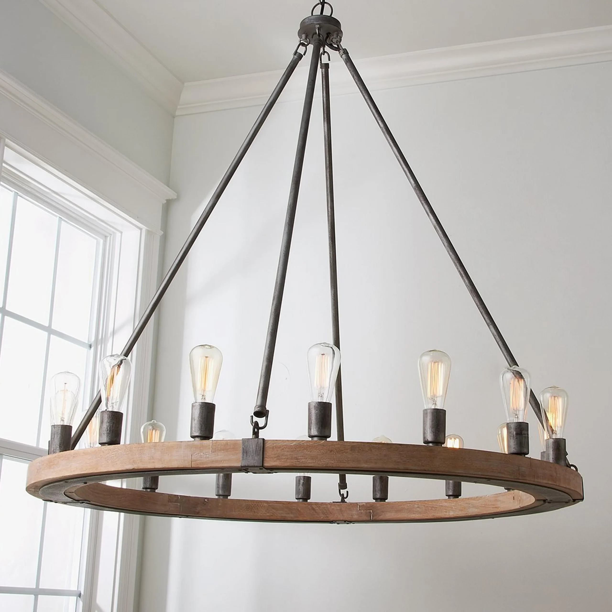 Industrial Farmhouse Ring Chandelier - 16 Light