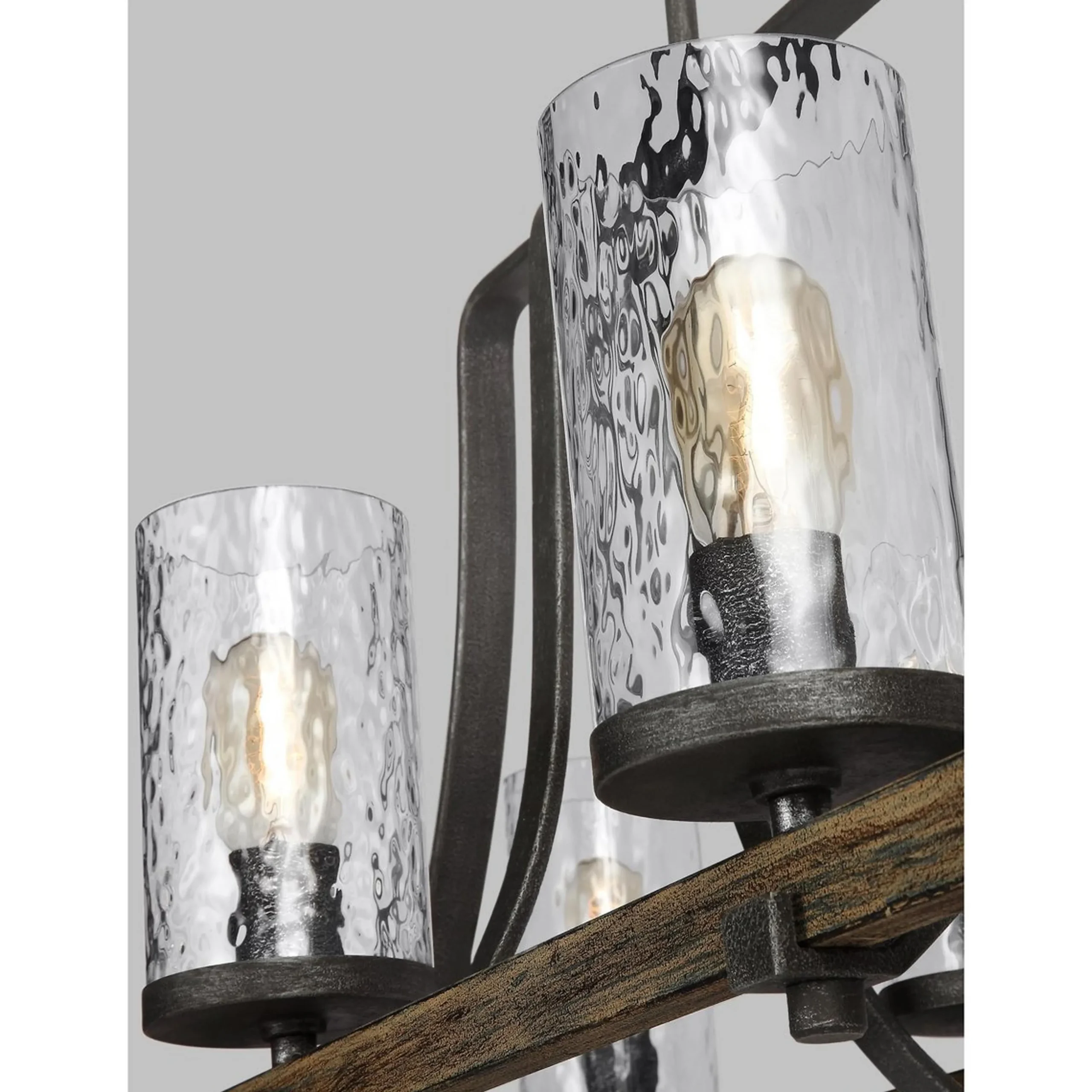 Industrial Farmhouse Wavy Glass Island Chandelier