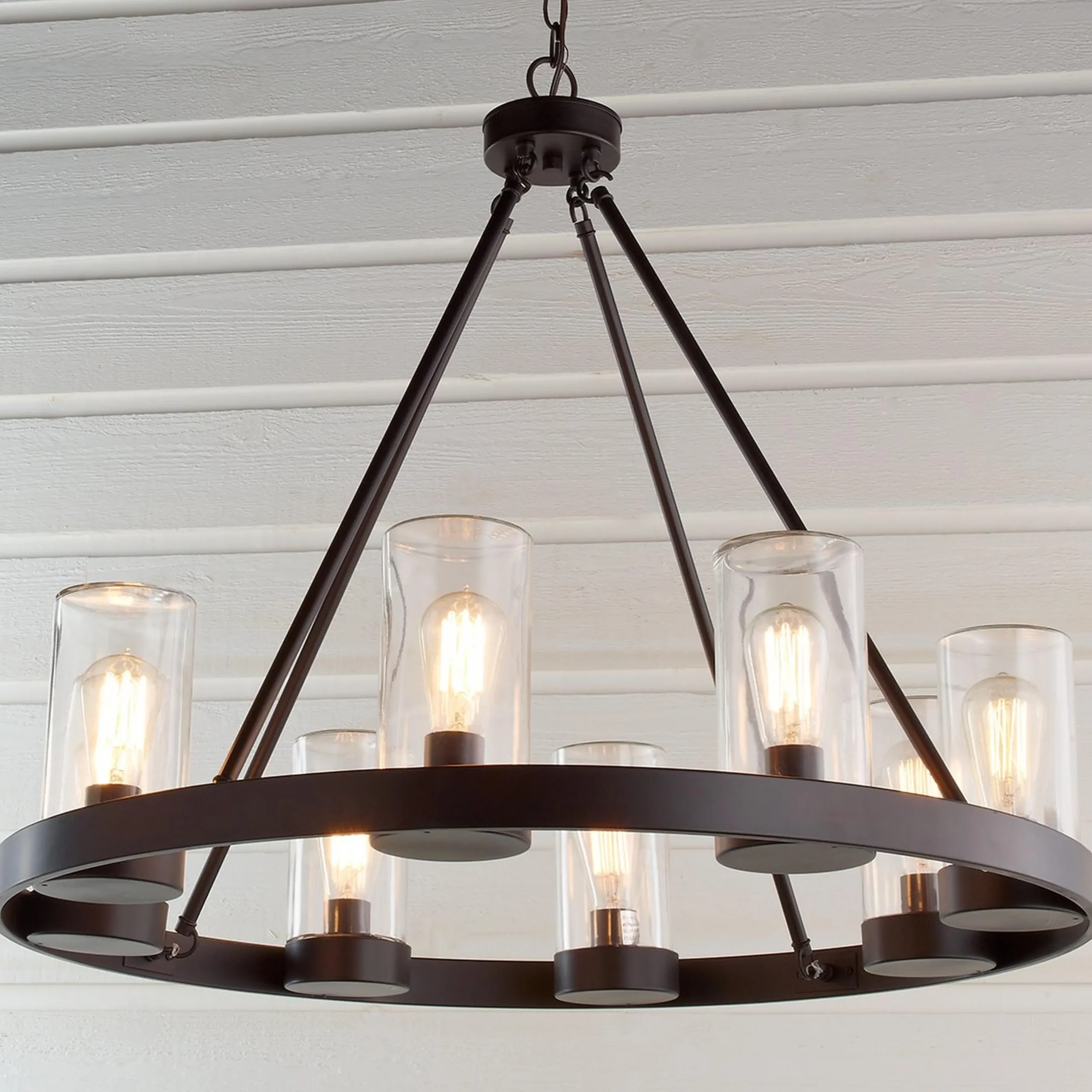 Industrial Indoor/Outdoor Round Chandelier