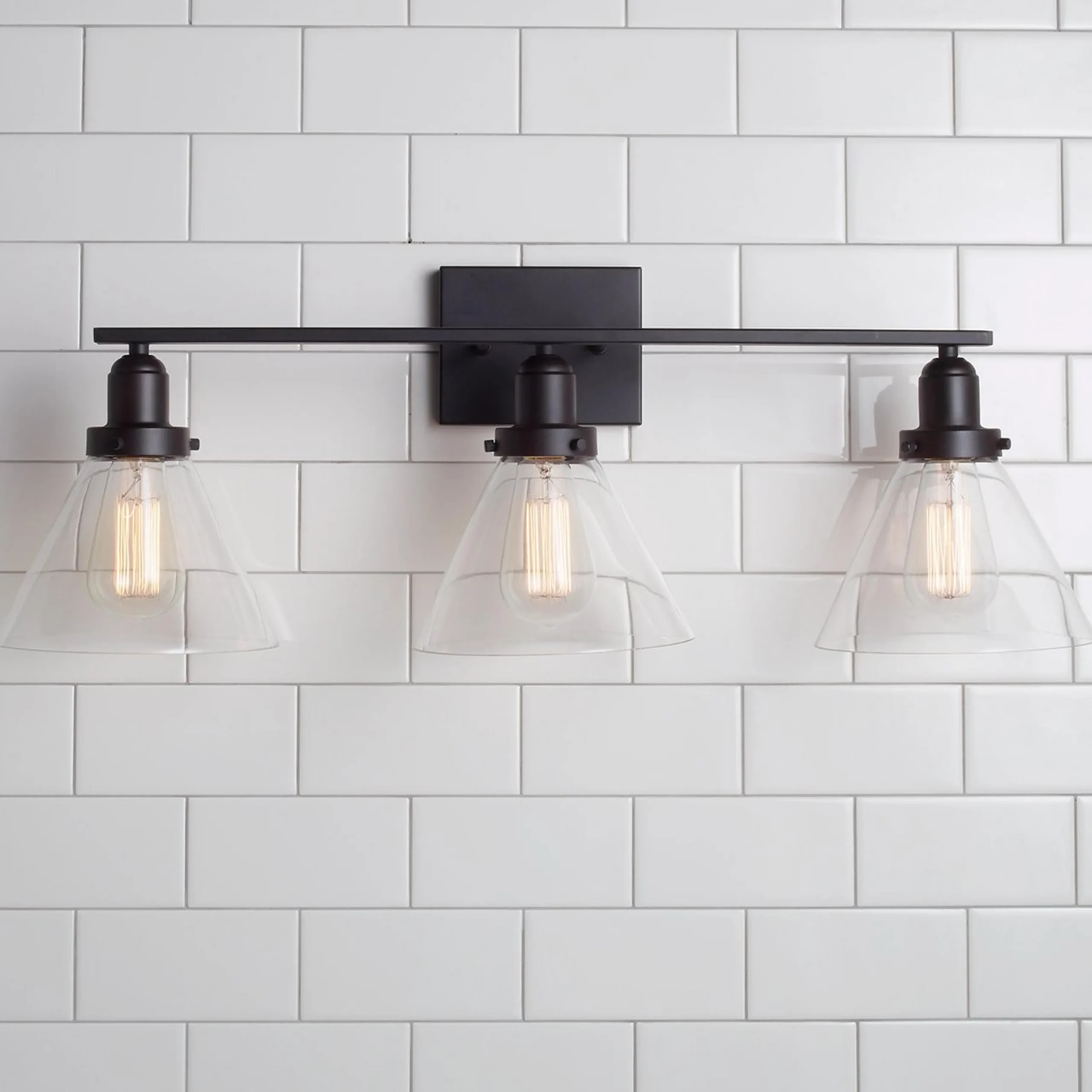 Industrial Triangle Shade Vanity Light - 3 Light