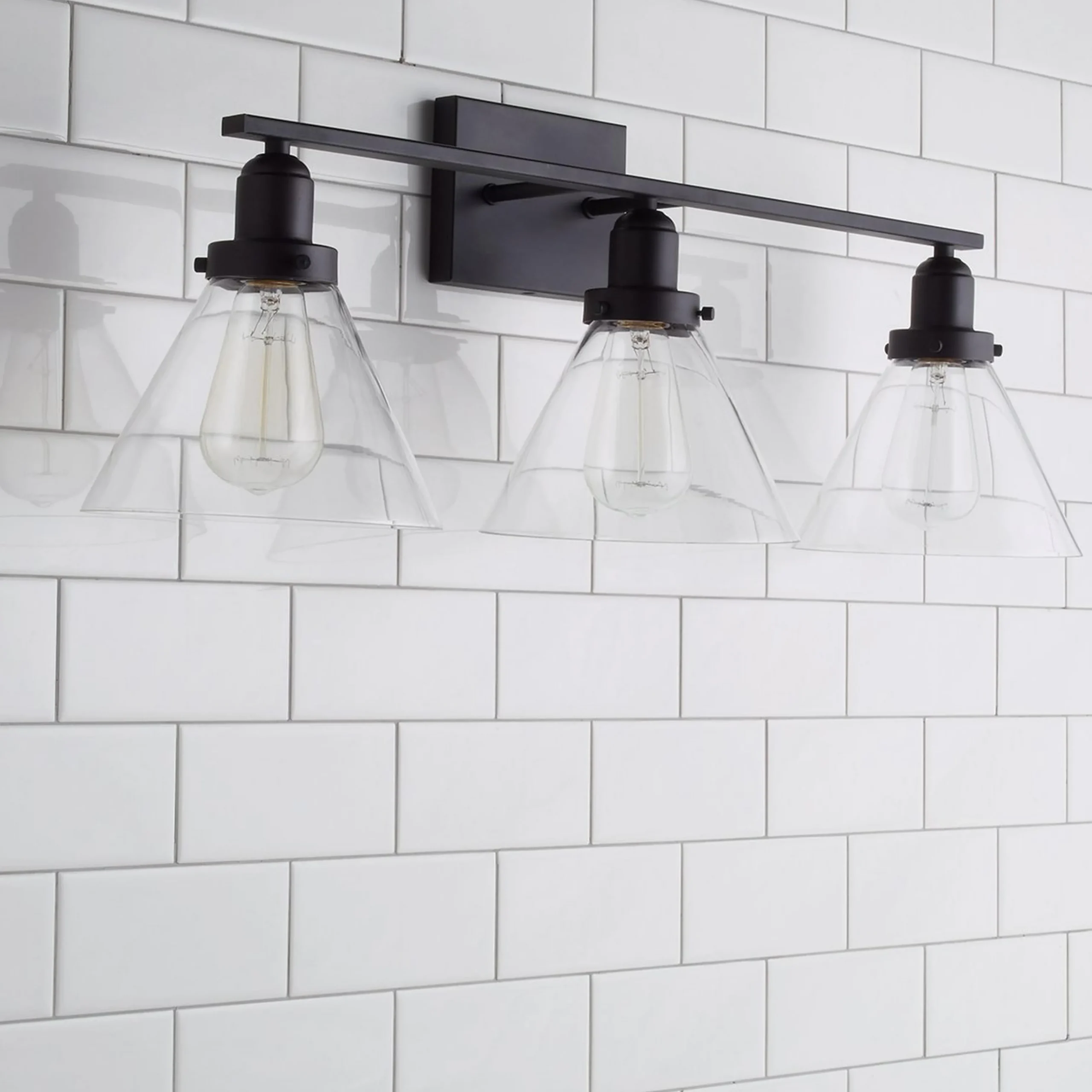 Industrial Triangle Shade Vanity Light - 3 Light