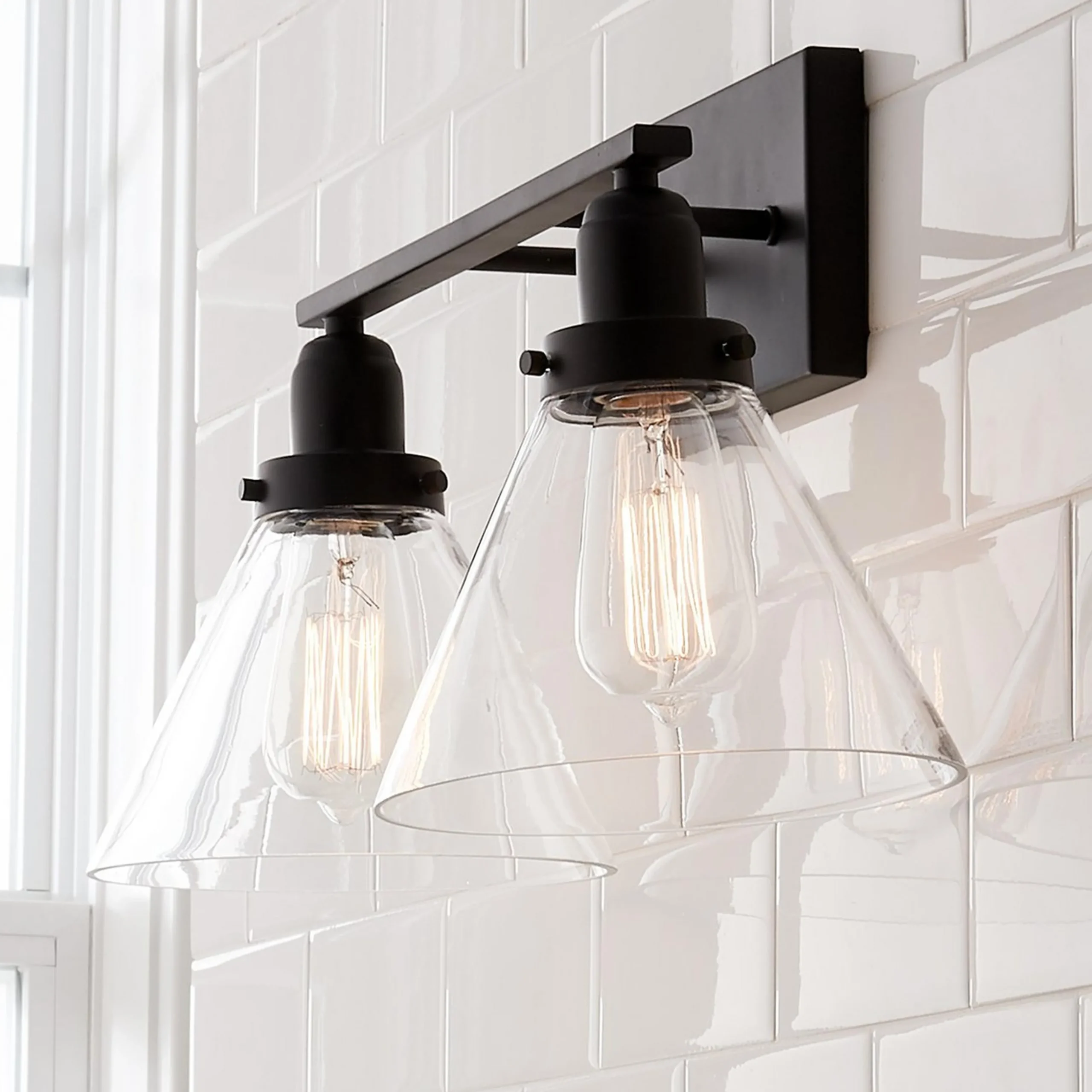 Industrial Triangle Shade Vanity Light - 2 Light