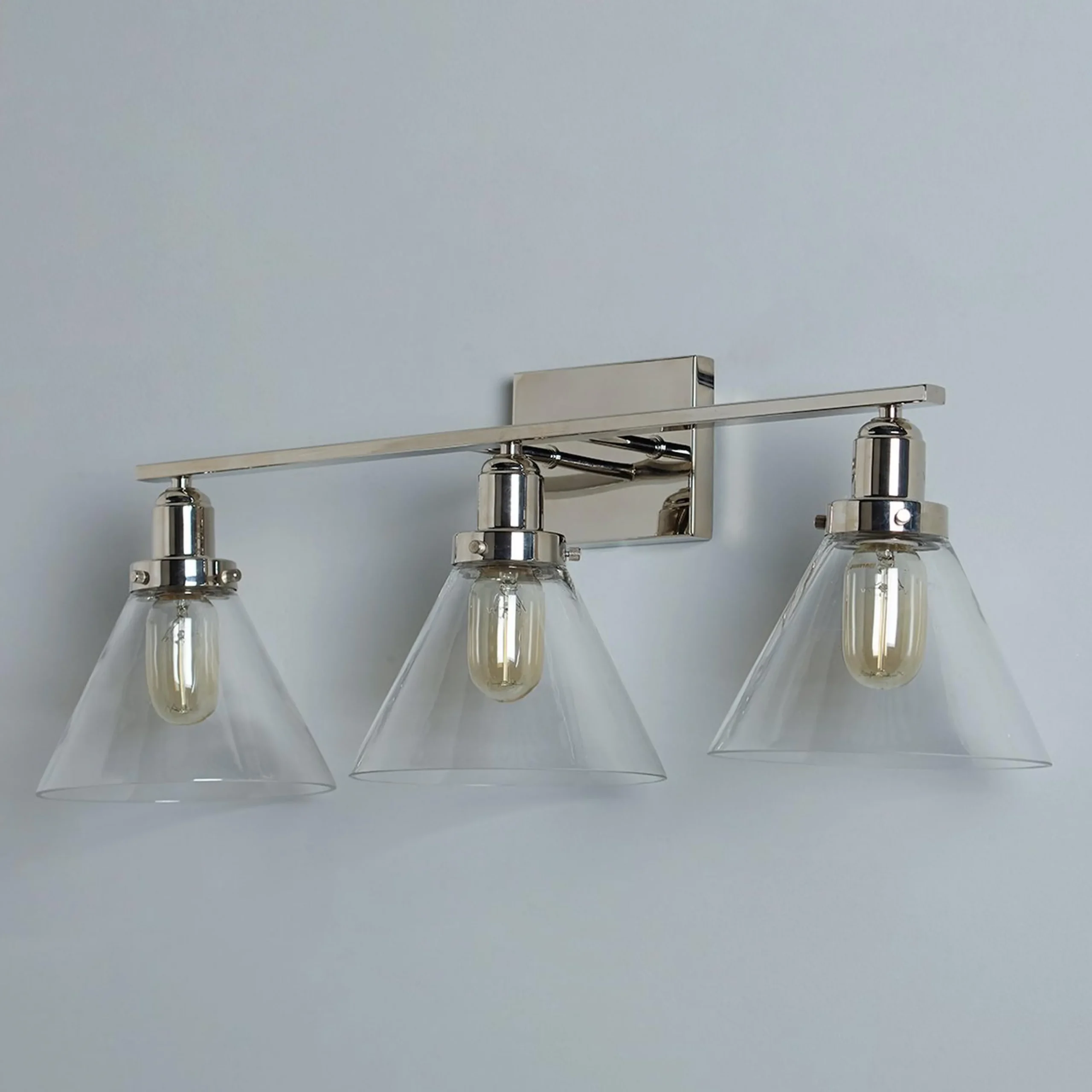 Industrial Triangle Shade Vanity Light - 3 Light