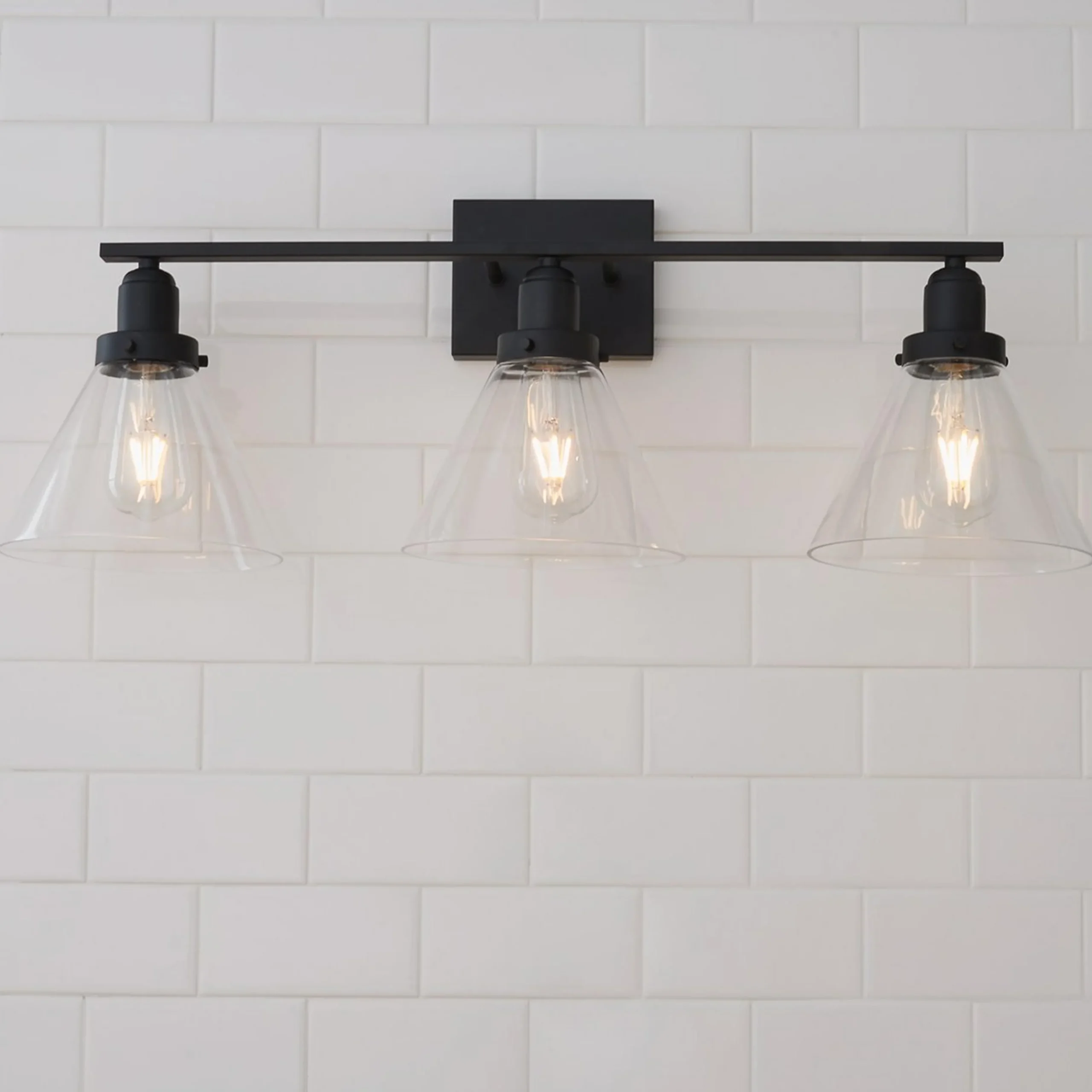 Industrial Triangle Shade Vanity Light - 3 Light