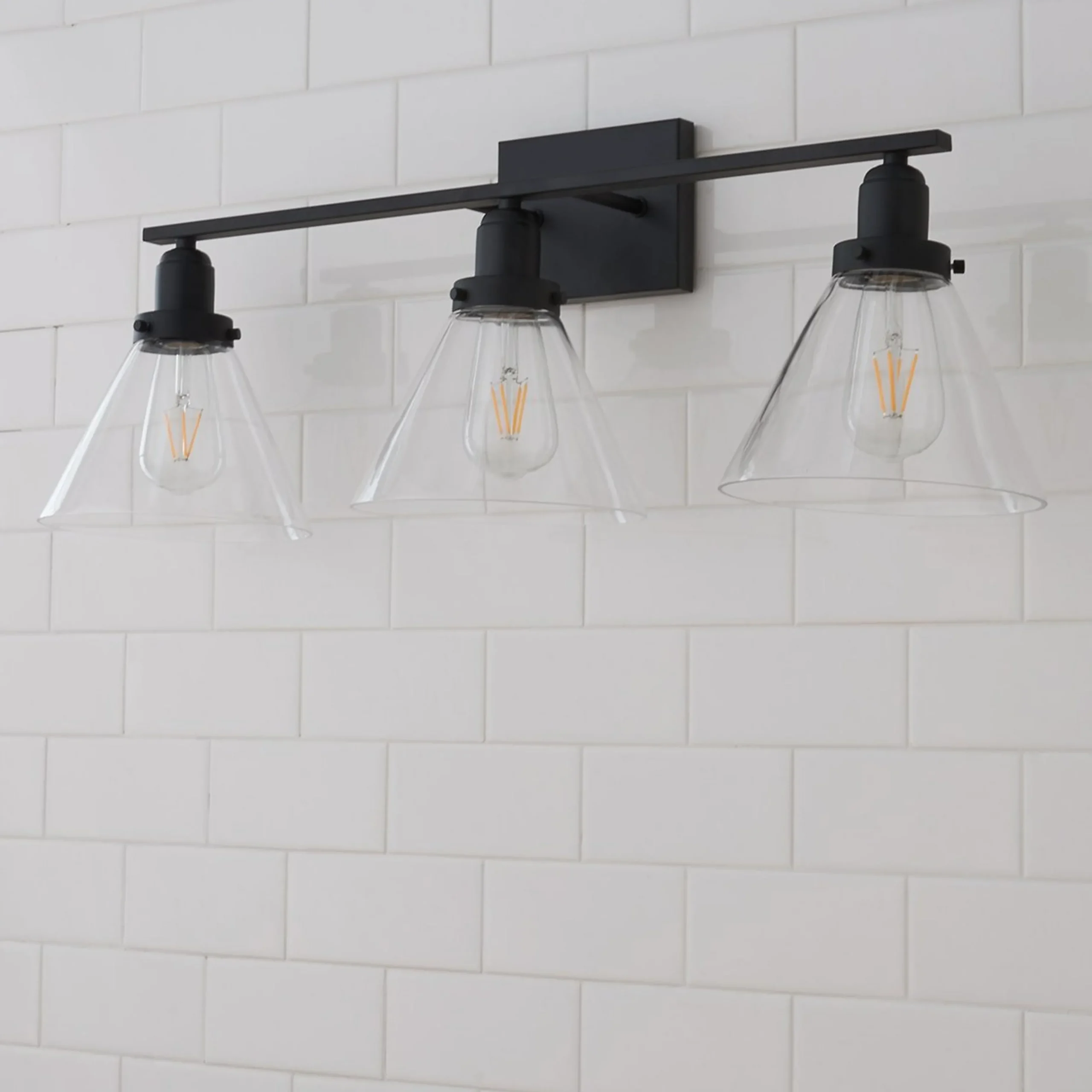 Industrial Triangle Shade Vanity Light - 3 Light