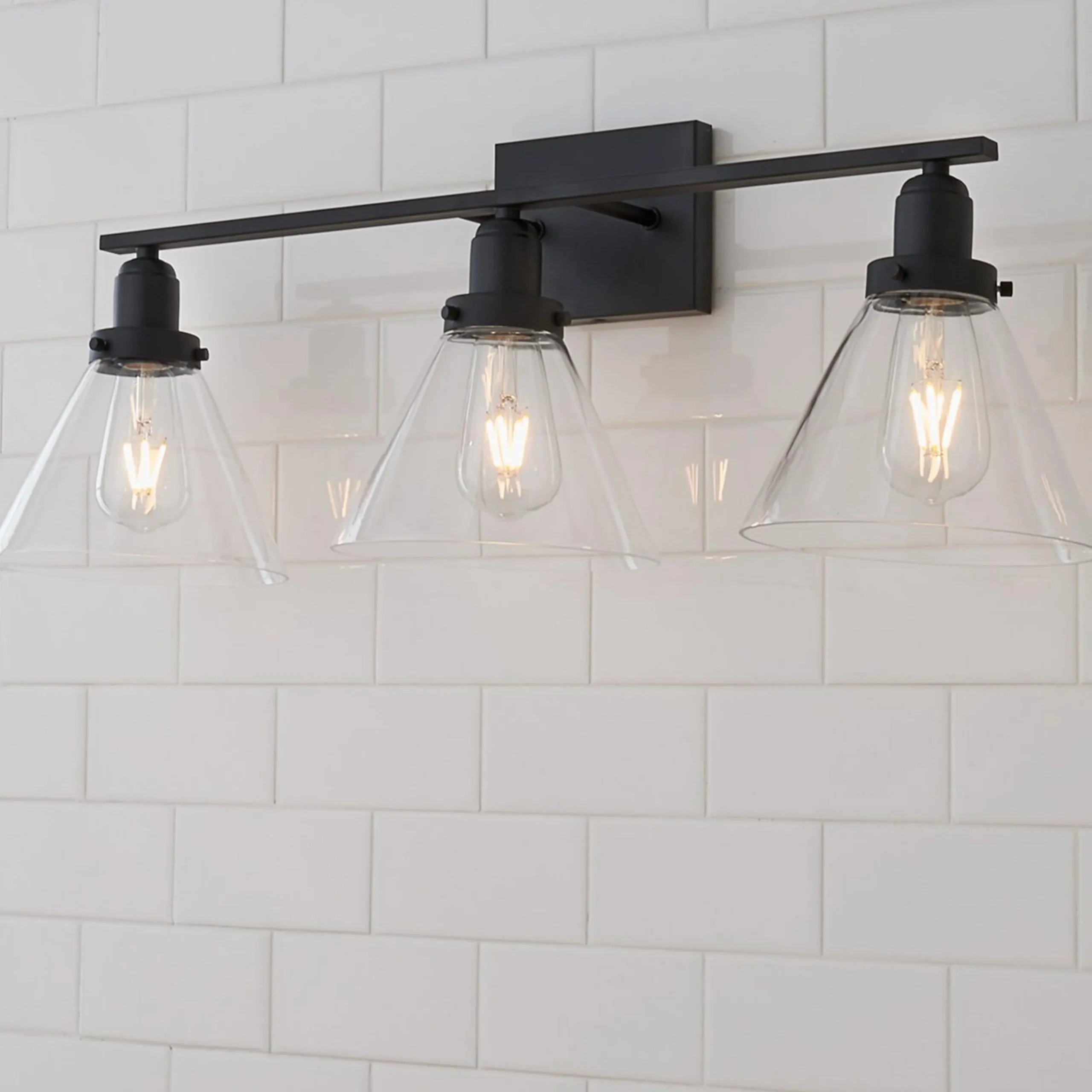 Industrial Triangle Shade Vanity Light - 3 Light