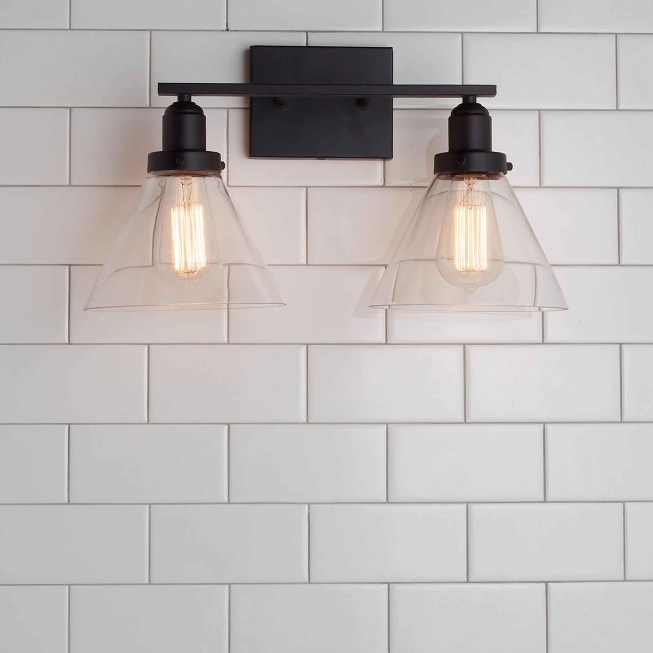 Industrial Triangle Shade Vanity Light - 2 Light