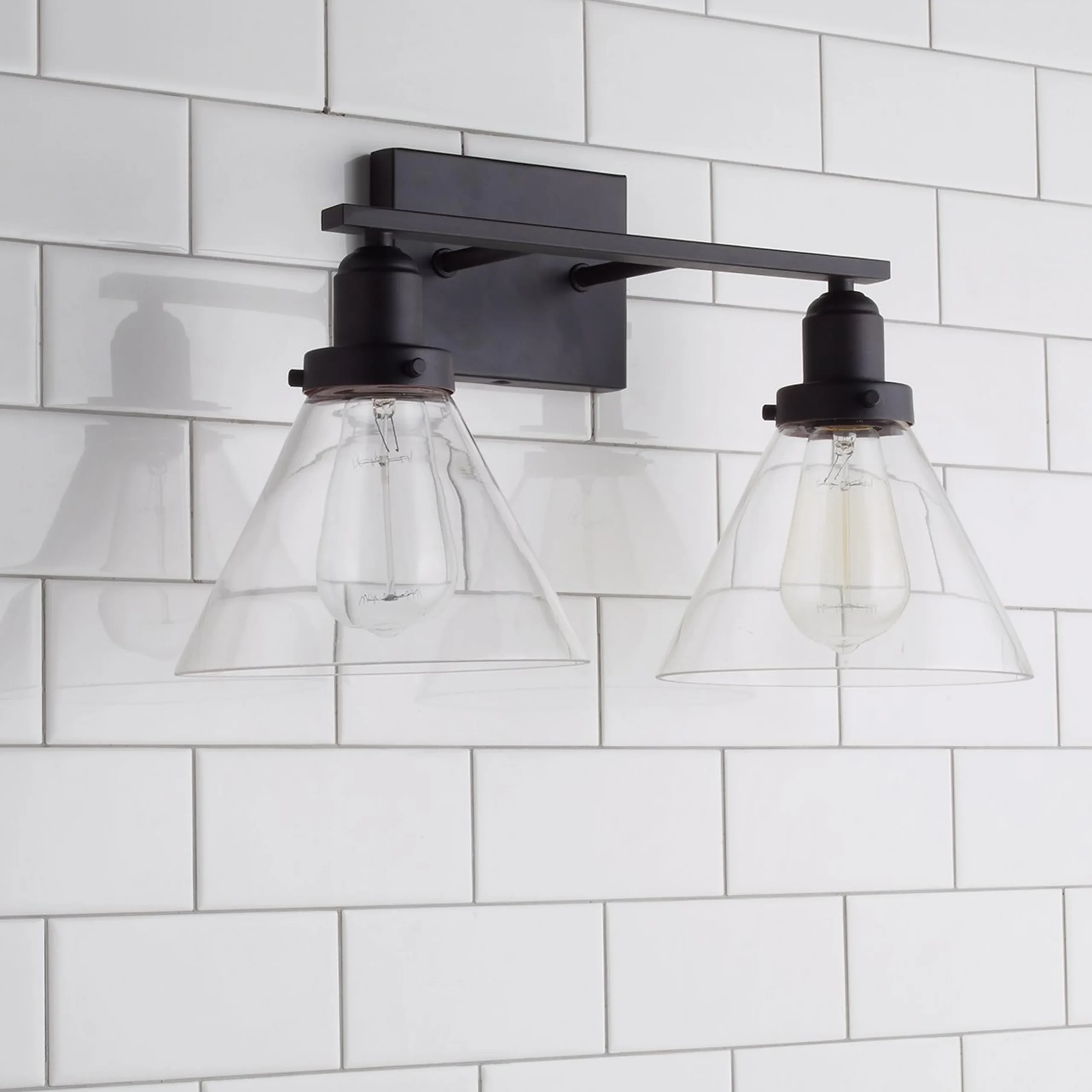 Industrial Triangle Shade Vanity Light - 2 Light