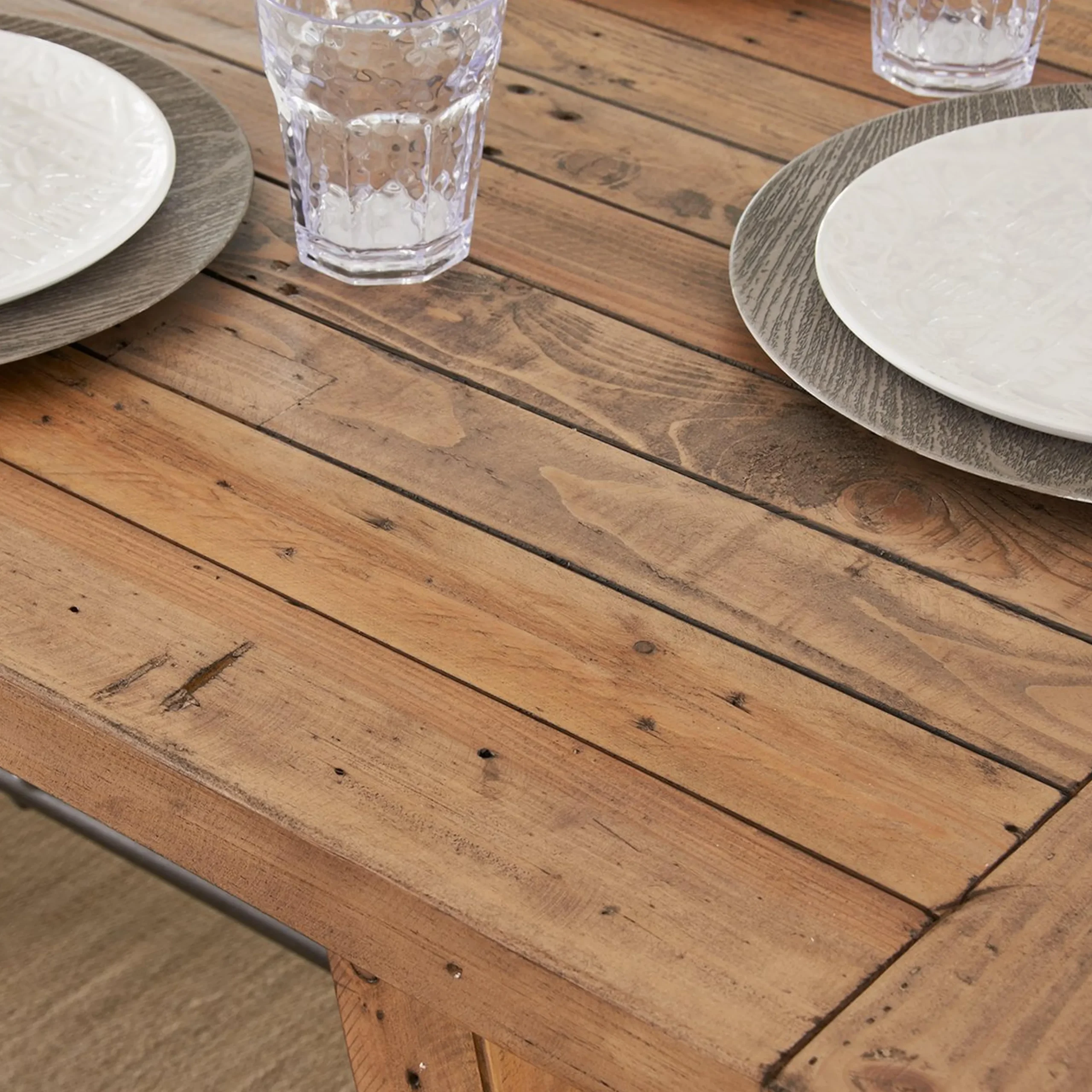 Industrial Wood Plank Dining Table