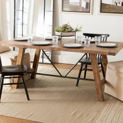 Industrial Wood Plank Dining Table