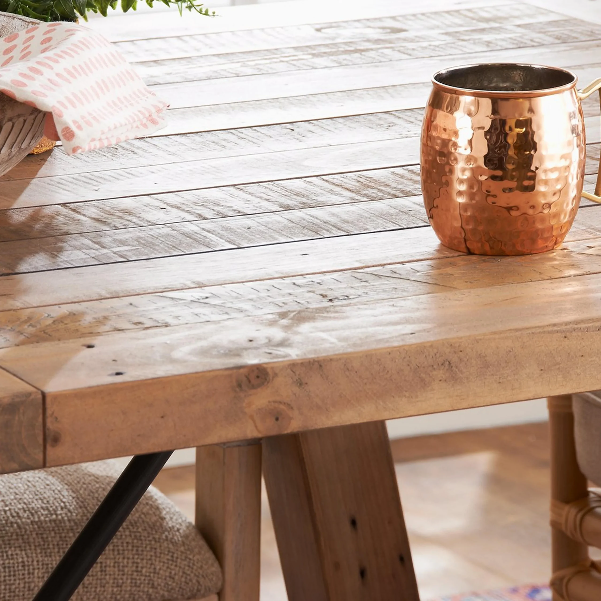 Industrial Wood Plank Dining Table