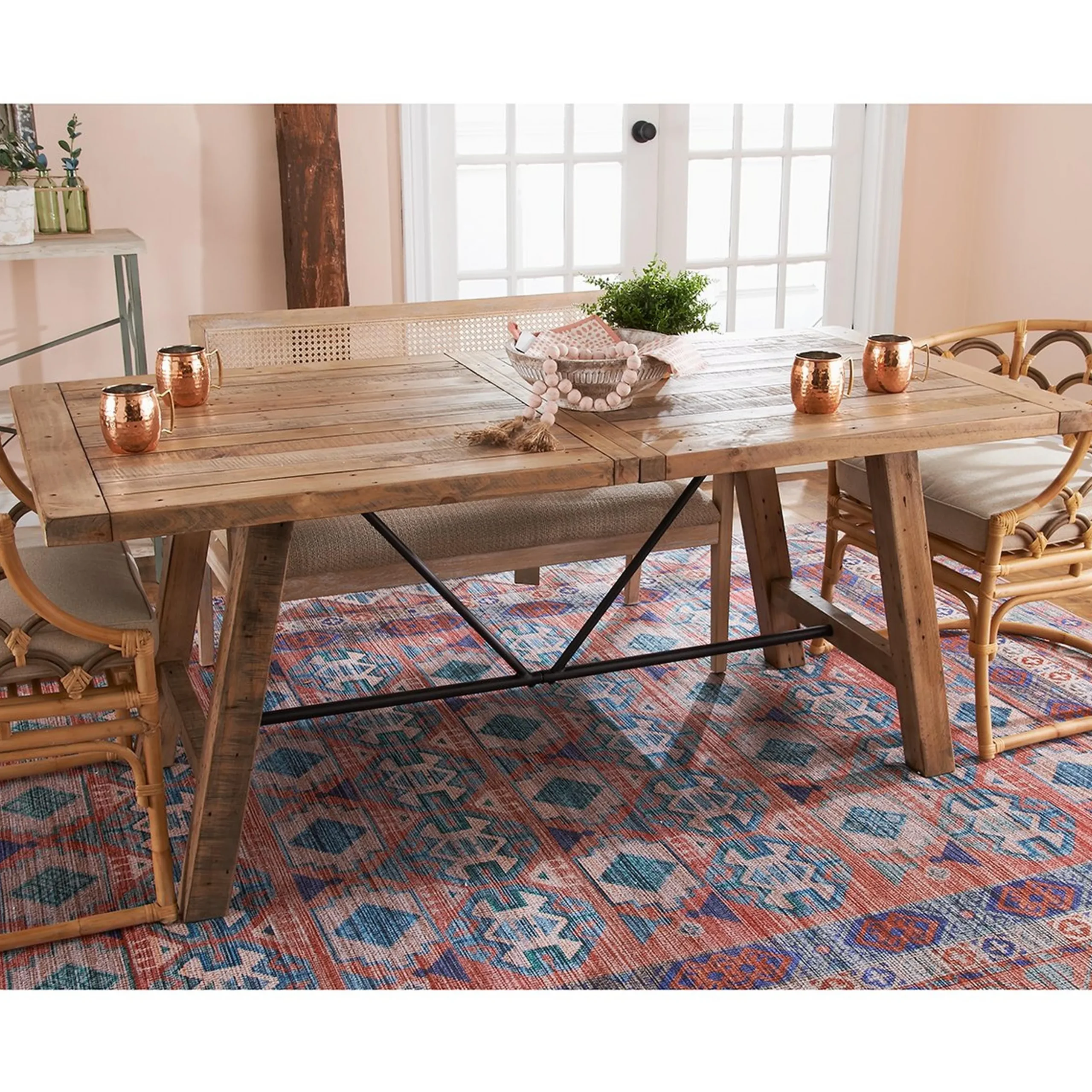 Industrial Wood Plank Dining Table