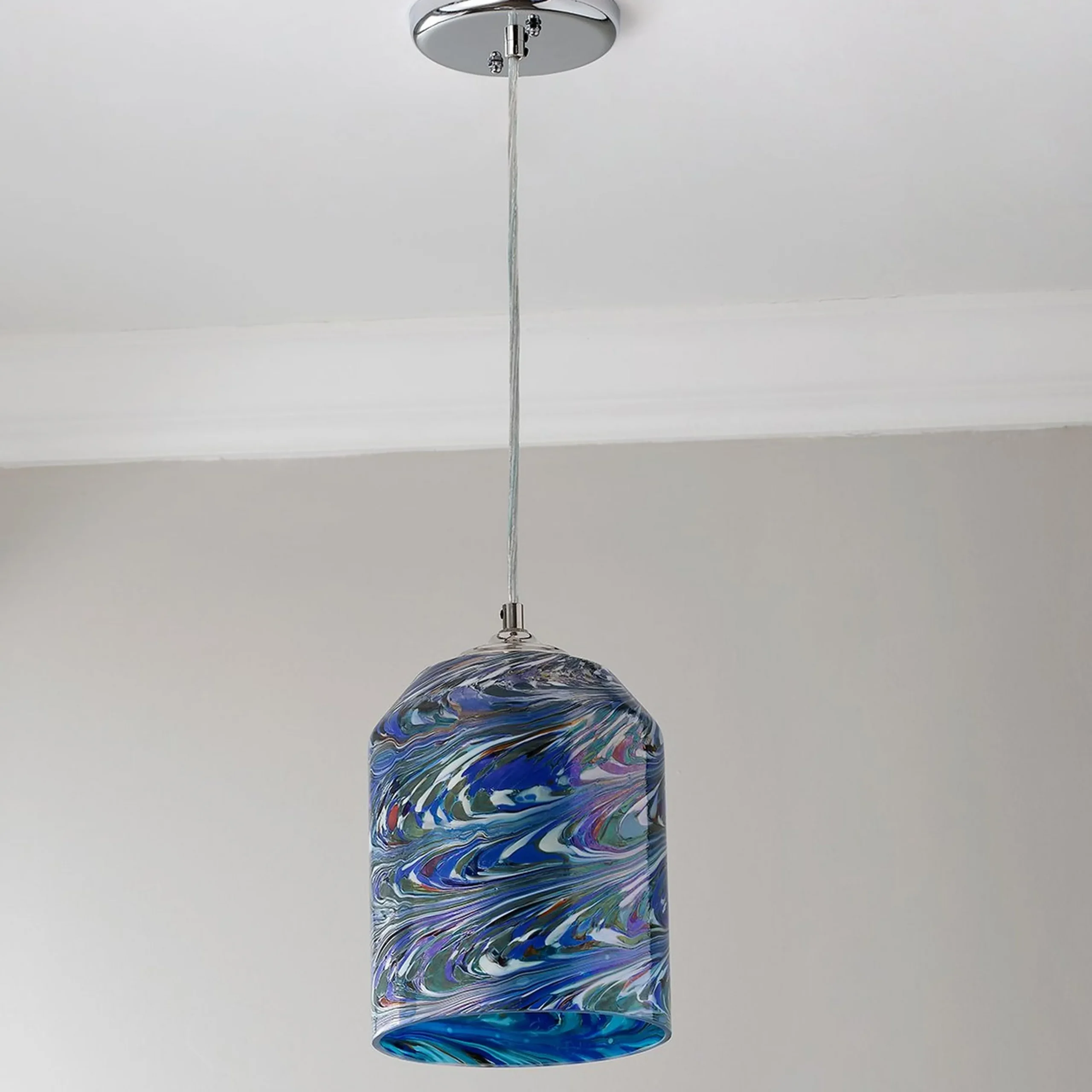 Jade Mosaic Wave Glass Pendant