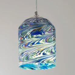 Jade Mosaic Wave Glass Pendant