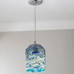 Jade Mosaic Wave Glass Pendant
