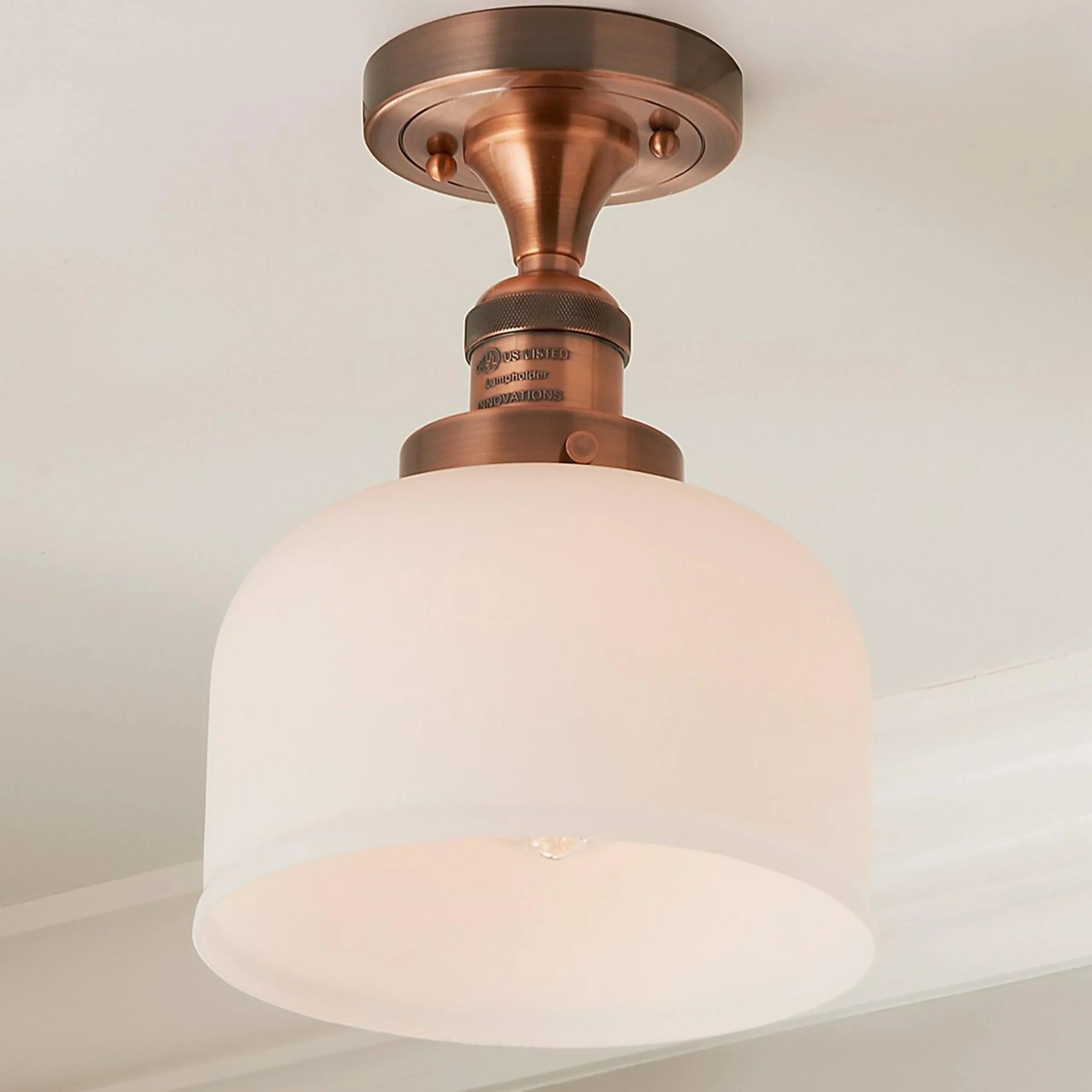 Kelsey Semi-Flush Ceiling Light - Dome Frosted