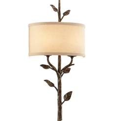 Leafy Branch Rustic Shaded Sconce