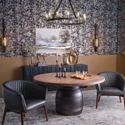 Leather Strap Mixed Metals Chandelier - 12-Light