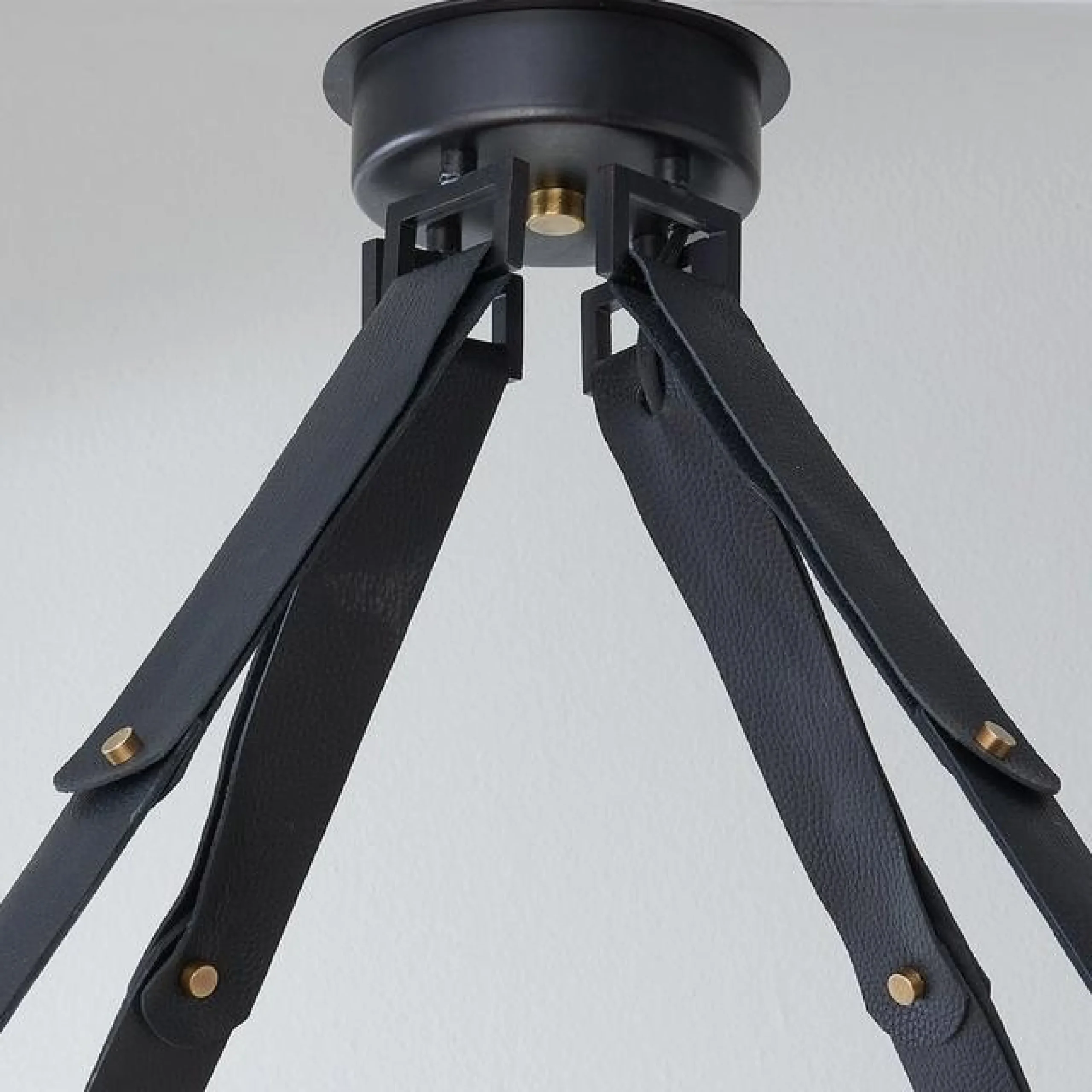 Leather Strap Mixed Metals Chandelier - 12-Light