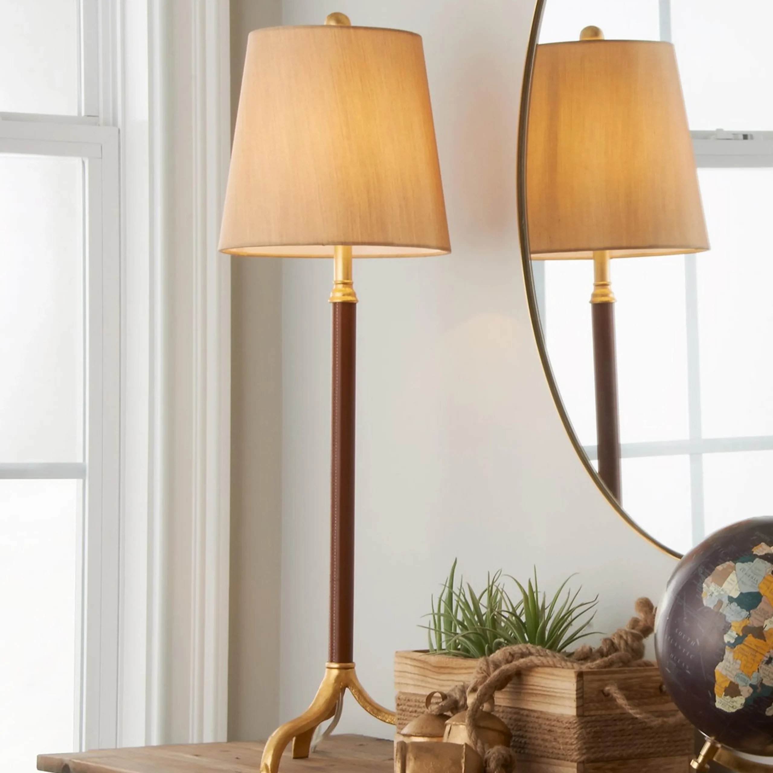Leather Wrapped Table Lamp - Set of 2