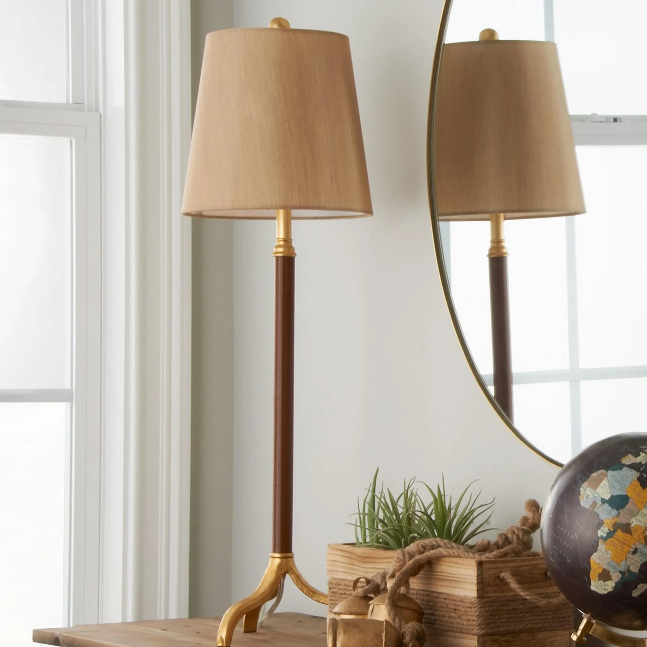 Leather Wrapped Table Lamp - Set of 2