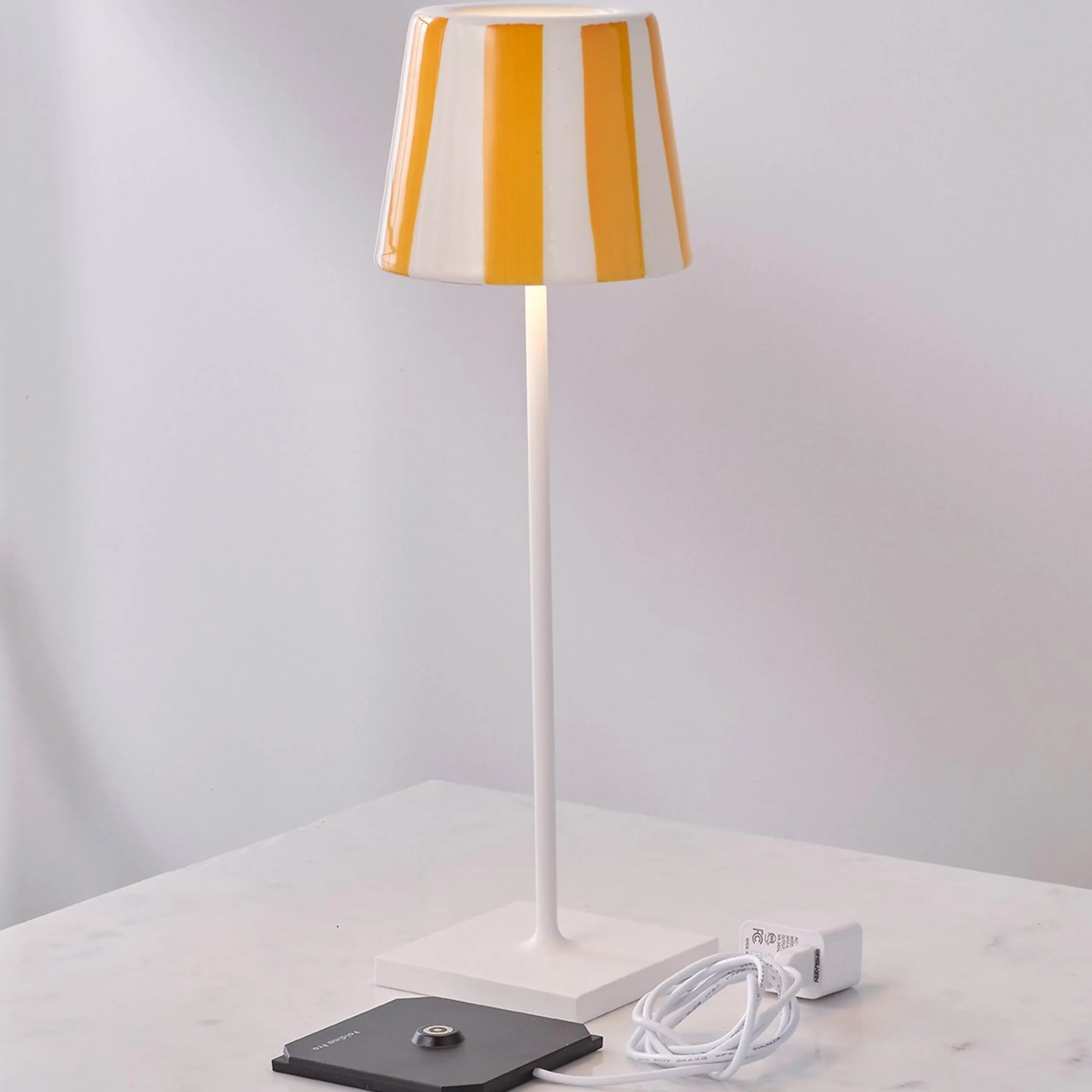Lucy Cordless Table Lamp - Stripes