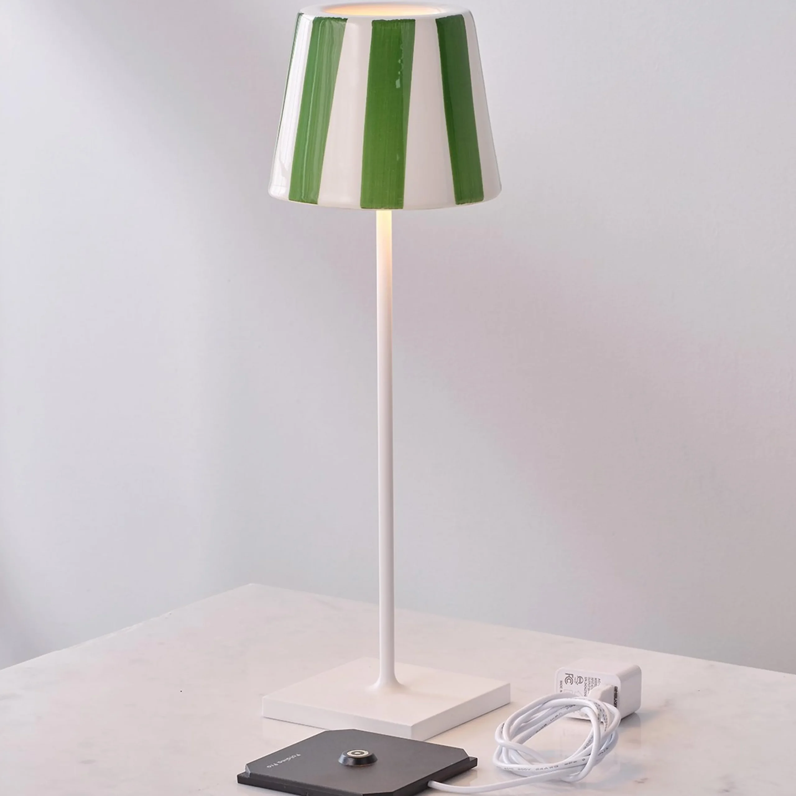 Lucy Cordless Table Lamp - Stripes