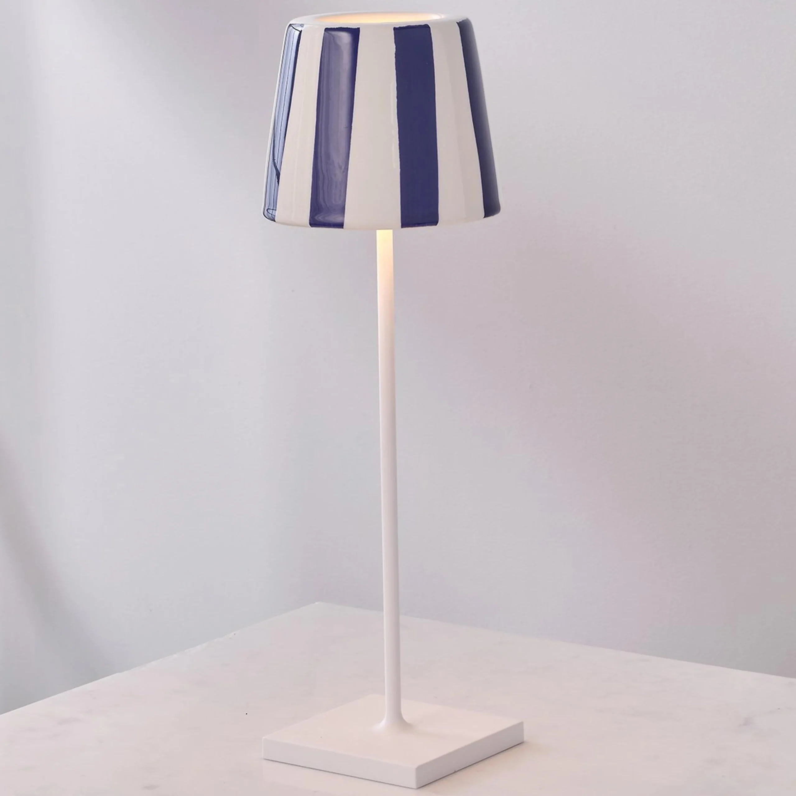 Lucy Cordless Table Lamp - Stripes