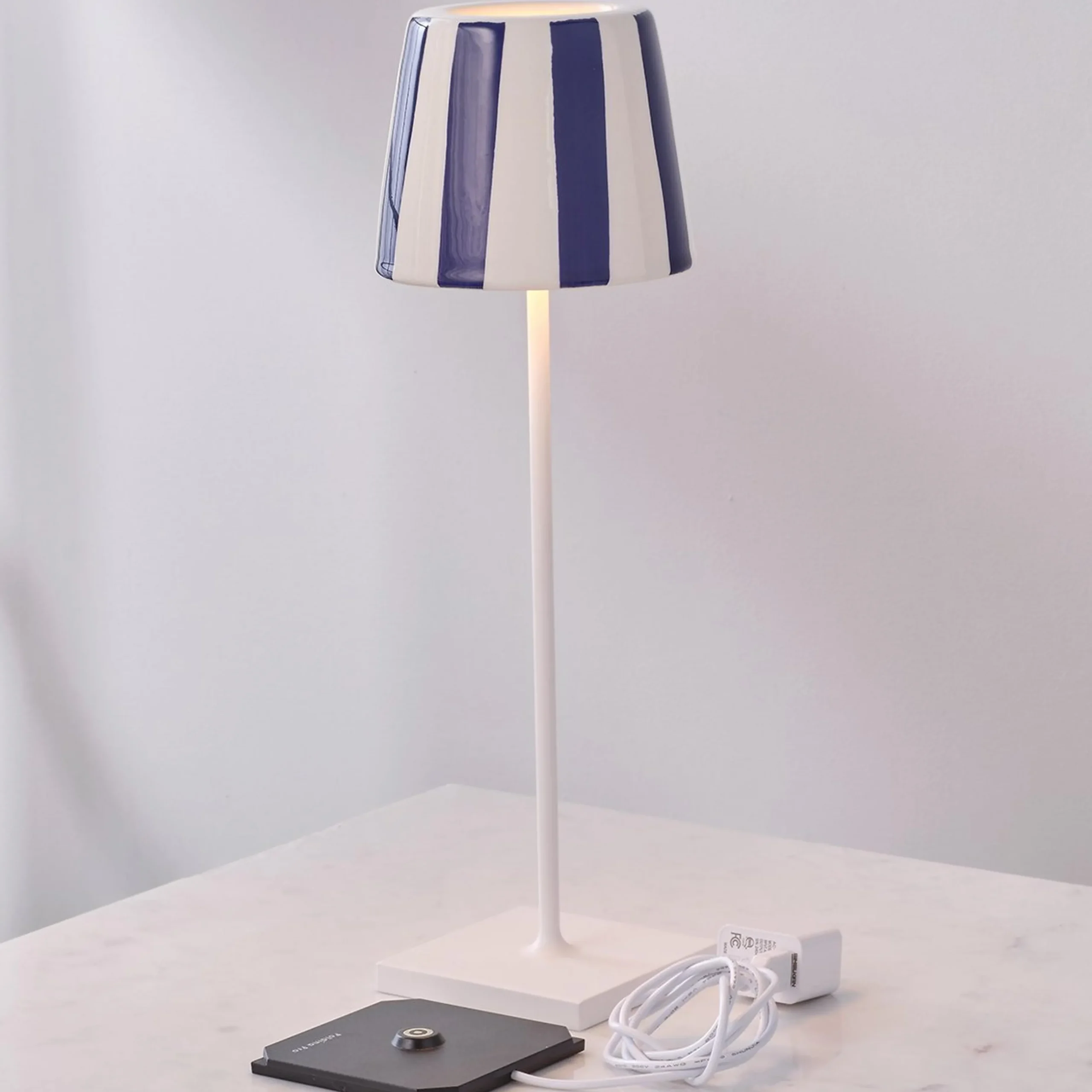 Lucy Cordless Table Lamp - Stripes