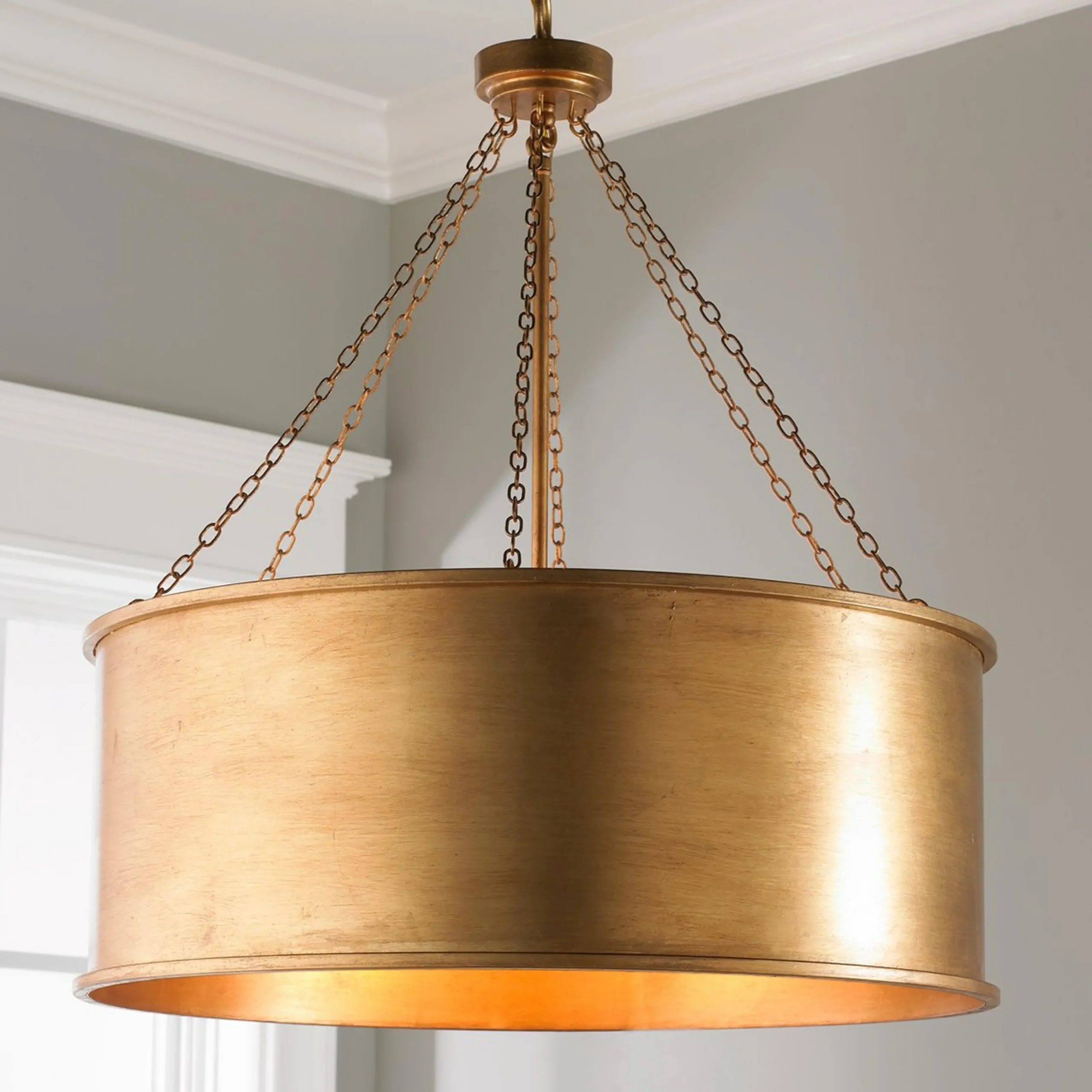 Luxe Patina Metal Drum Shade Pendant - Large