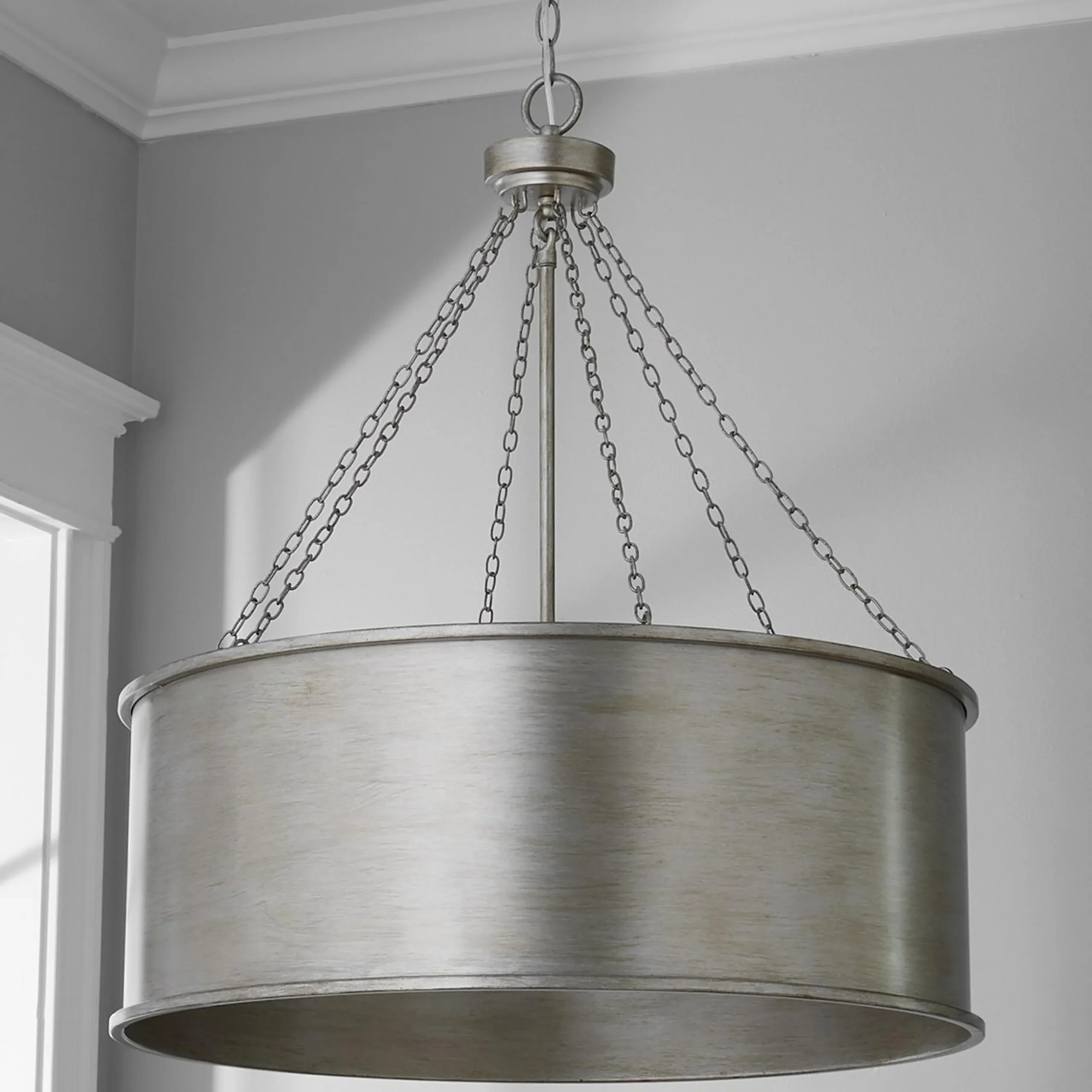 Luxe Patina Metal Drum Shade Pendant - Large