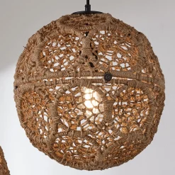 Macrame Jute Sphere Linear Chandelier