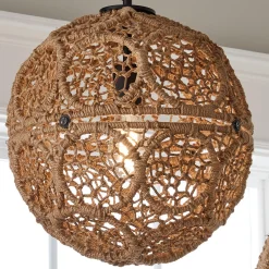 Macrame Jute Sphere Linear Chandelier